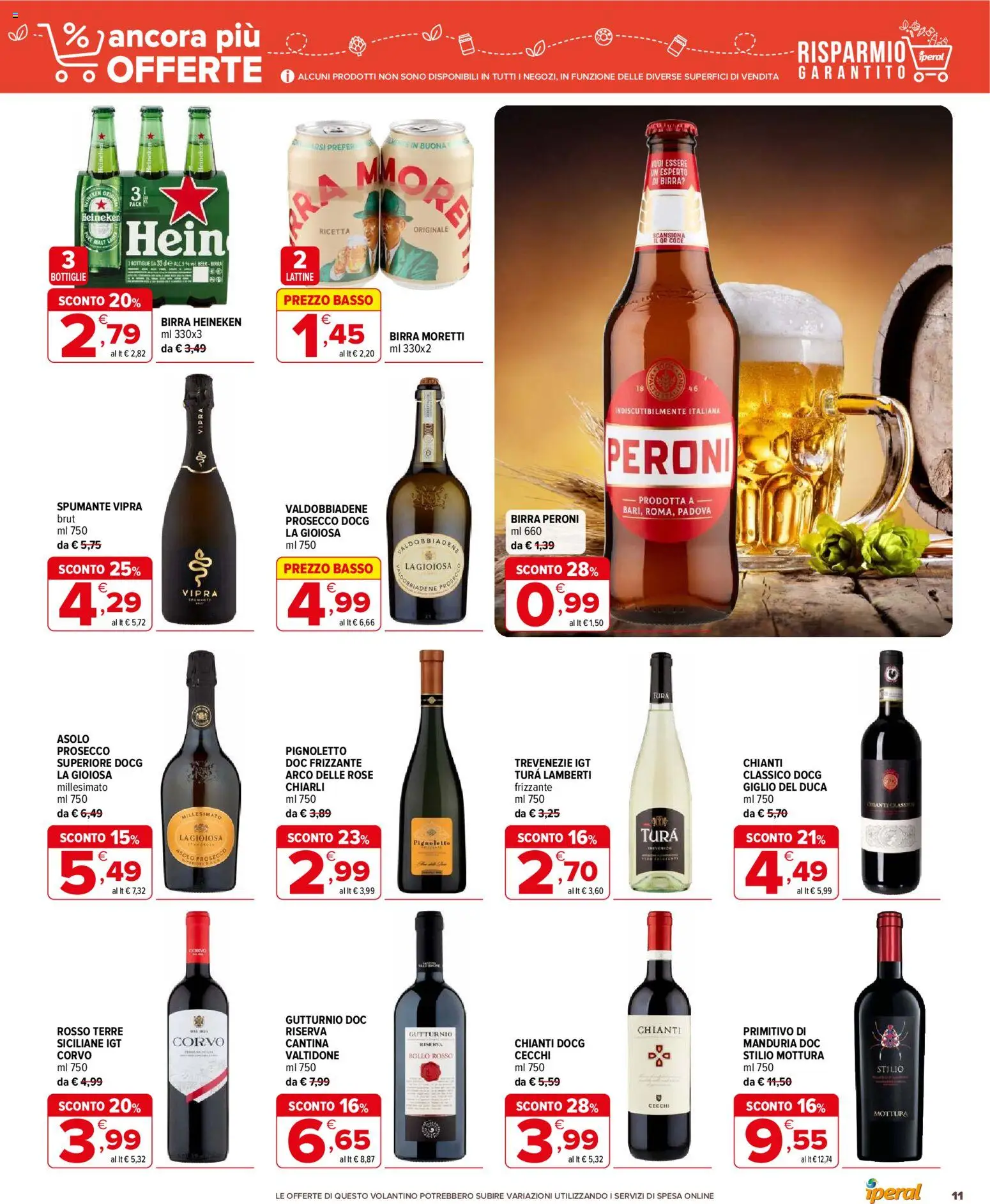 Volantino Iperal del 14.01.2026 | Pagina: 11 | Prodotti: Birra, Birra Moretti, Spumante, Heineken