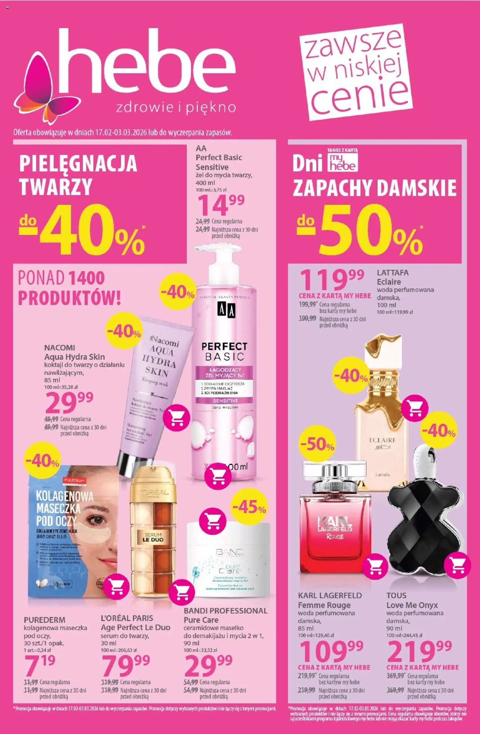Hebe Gazetka od 17.02.2026 | Strona: 1 | Produkty: Karta, Woda