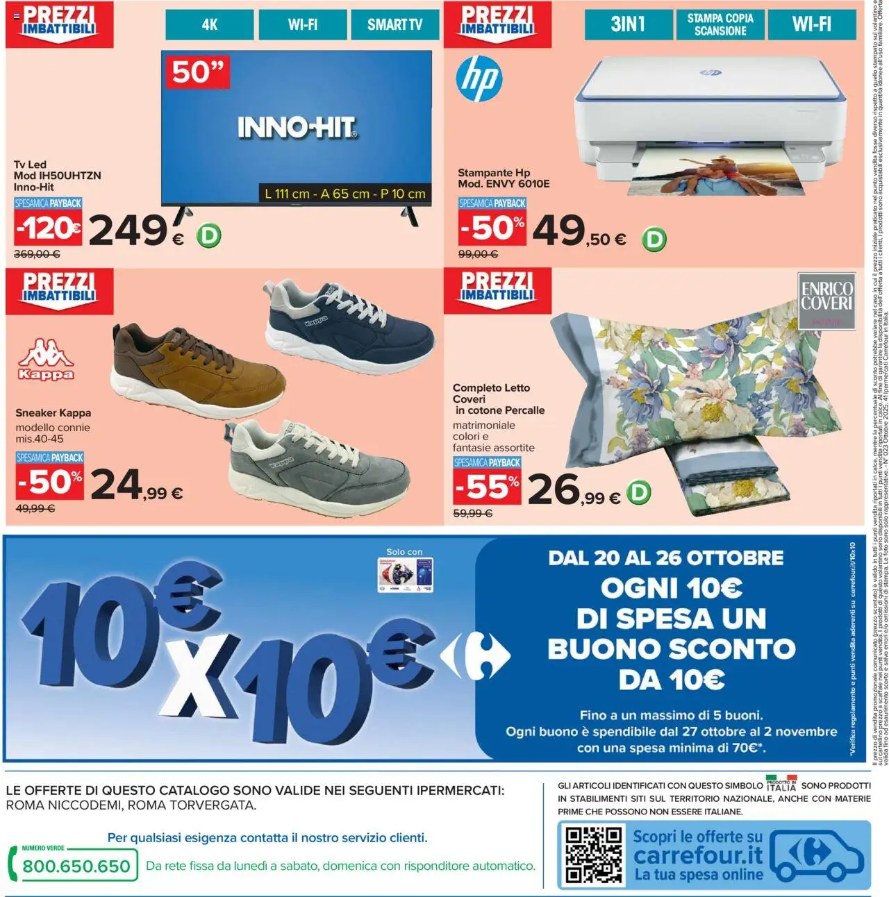 Volantino Carrefour del 10.10.2025 | Pagina: 42 | Prodotti: Stampante, TV, Scaffale, Letto