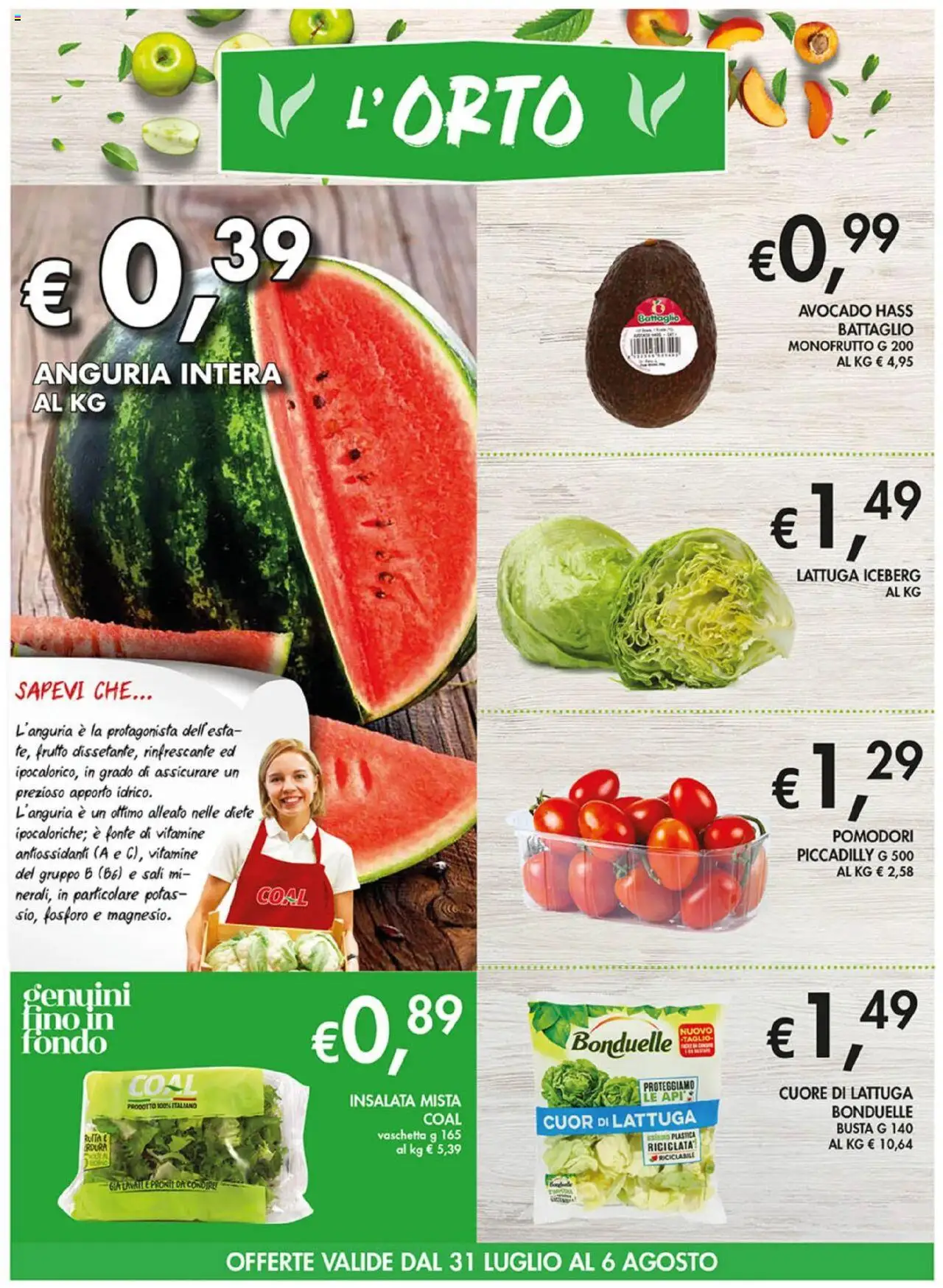 Volantino Coal del 31.07.2025 | Pagina: 6 | Prodotti: Insalata, Avocado, Pomodori, Anguria