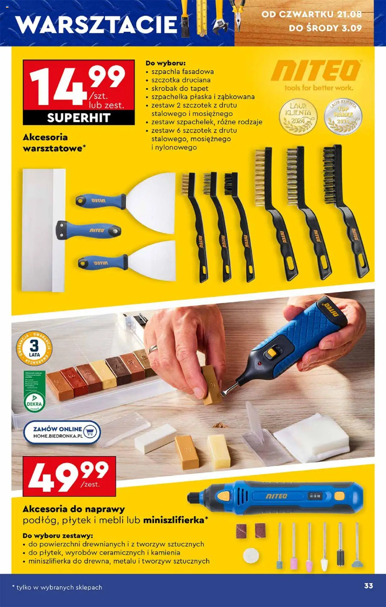Biedronka gazetka - Hity i inspiracje od 18.08.2025 | Strona: 33 | Produkty: Miniszlifierka, Szczotka