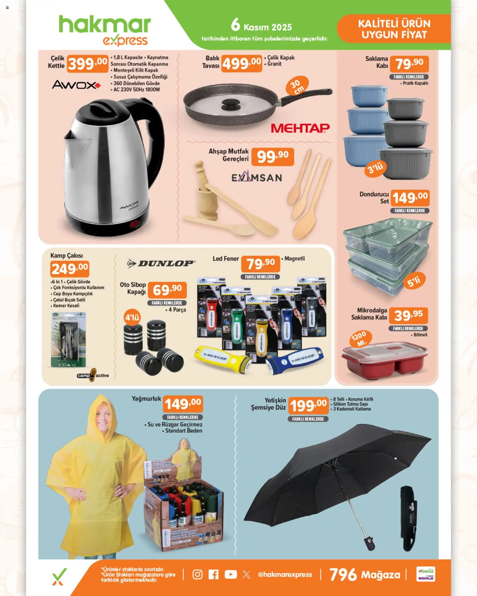 Hakmar Express Perşembe Aktüel Ürünler - 06.11.2025 tarihinden itibaren geçerlidir | Sayfa: 1 | Ürünler: Çatal, Şemsiye, Kemer, Dondurucu