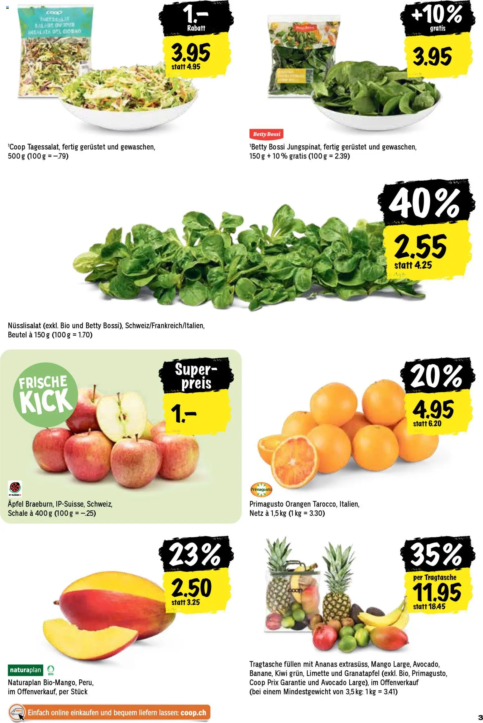 Coop aktionen – gültig ab 05.03.2026 | Seite: 3 | Produkte: Äpfel, Orangen, Kiwi, Limette