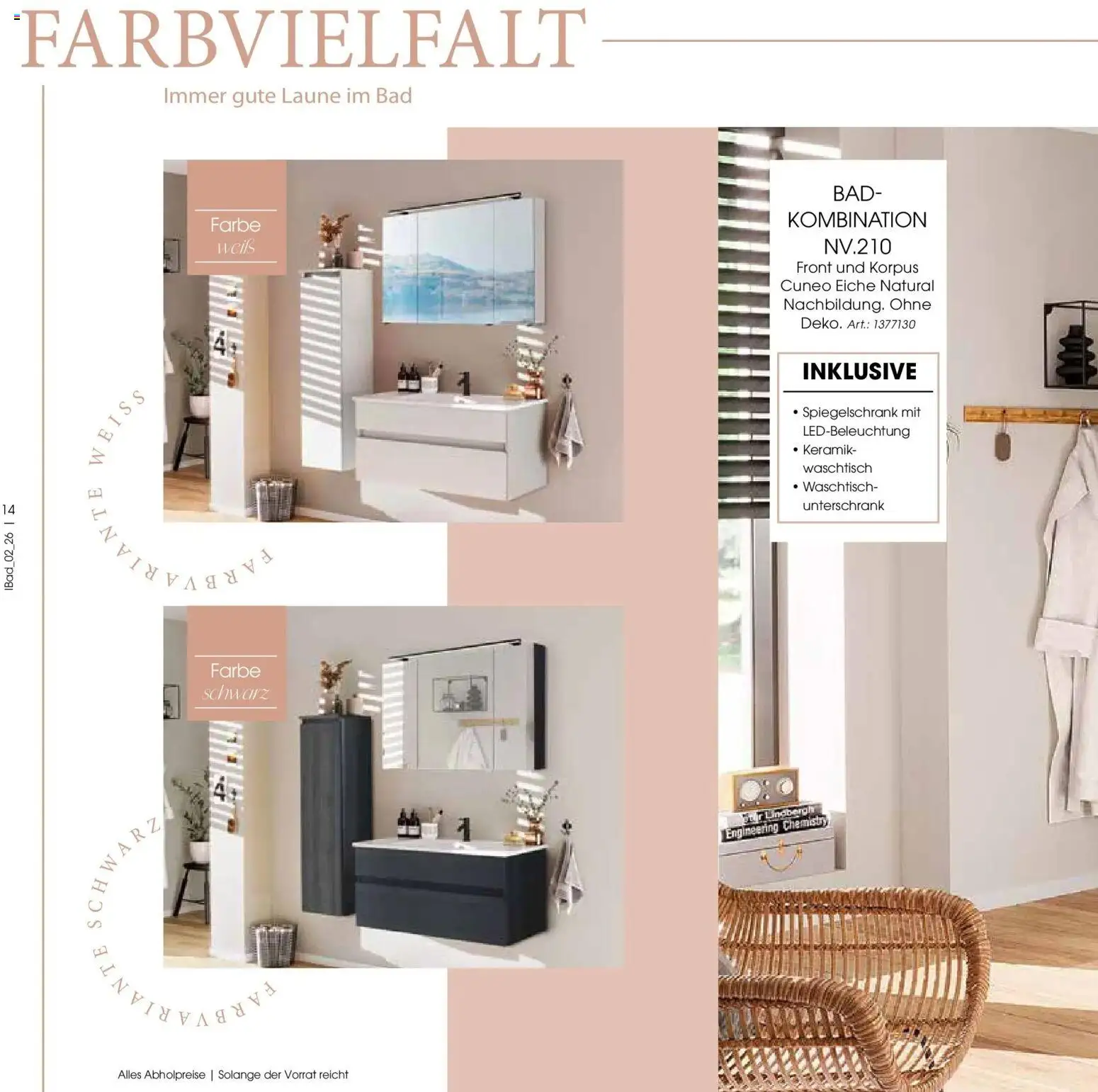 Zurbrüggen - Zurbrüggen: Bad Spezial – gültig ab 22.03.2026 | Seite: 14 | Produkte: Bad, Waschtisch, Spiegelschrank, Unterschrank