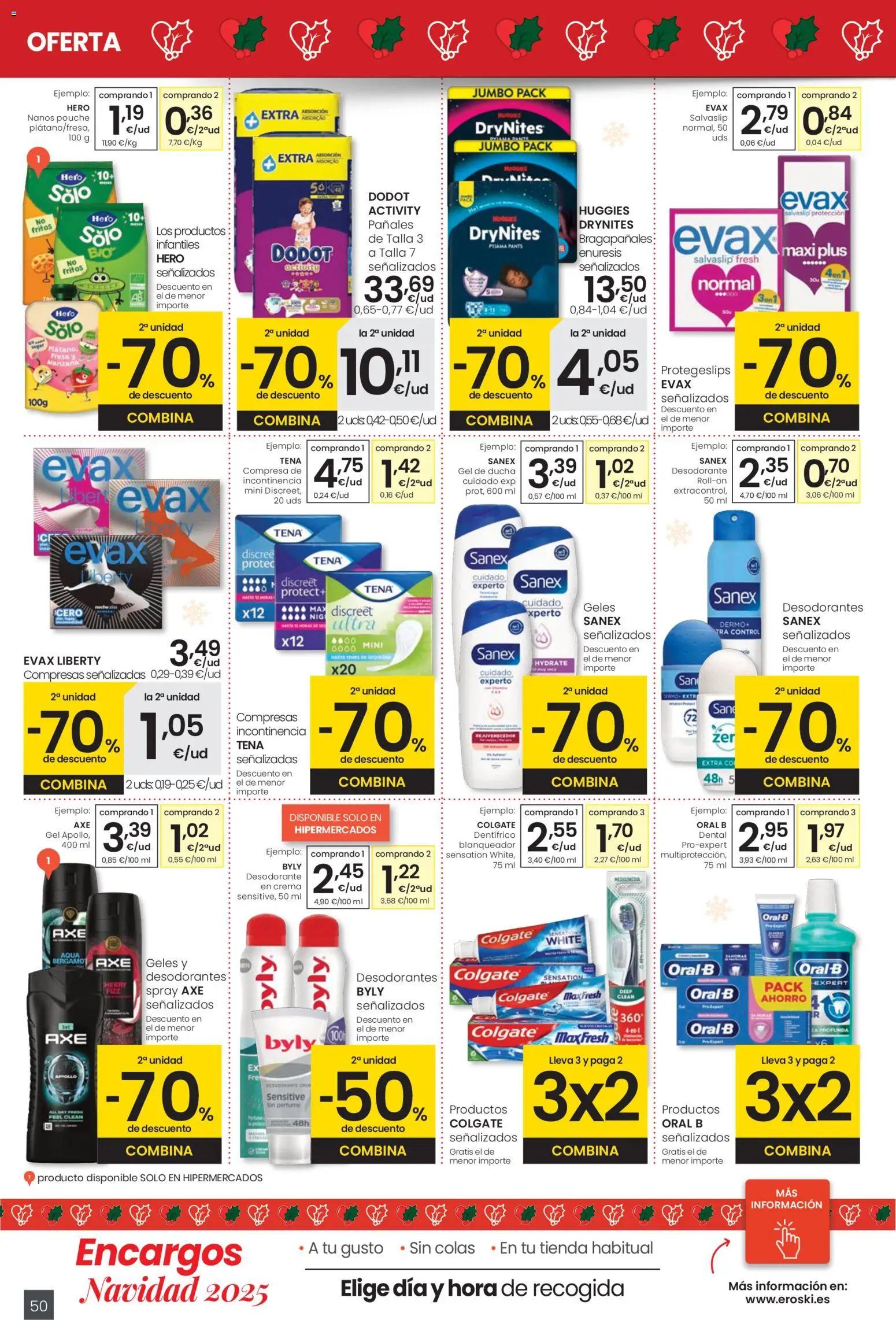 Eroski - Ofertón Navidad  │ válido desde el 27.11.2025 | Página: 50 | Productos: Desodorante, Manzana, Té, Γλυφιτζούρι