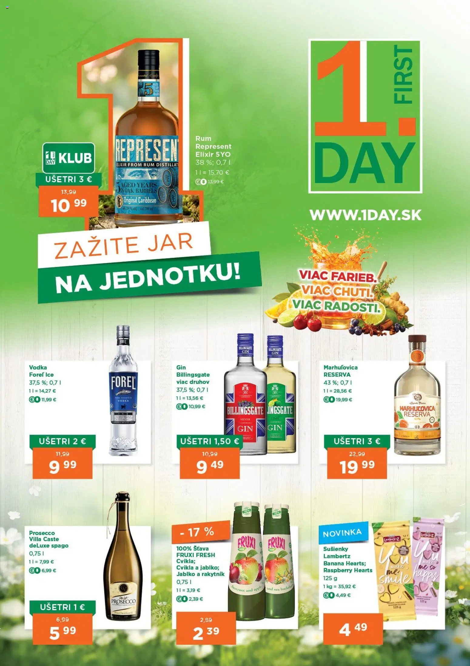 Nové 1day akcie – leták je platný od 23.04.2026 | Strana: 1 | Produkty: Víno, Prosecco, Cvikla, Vodka