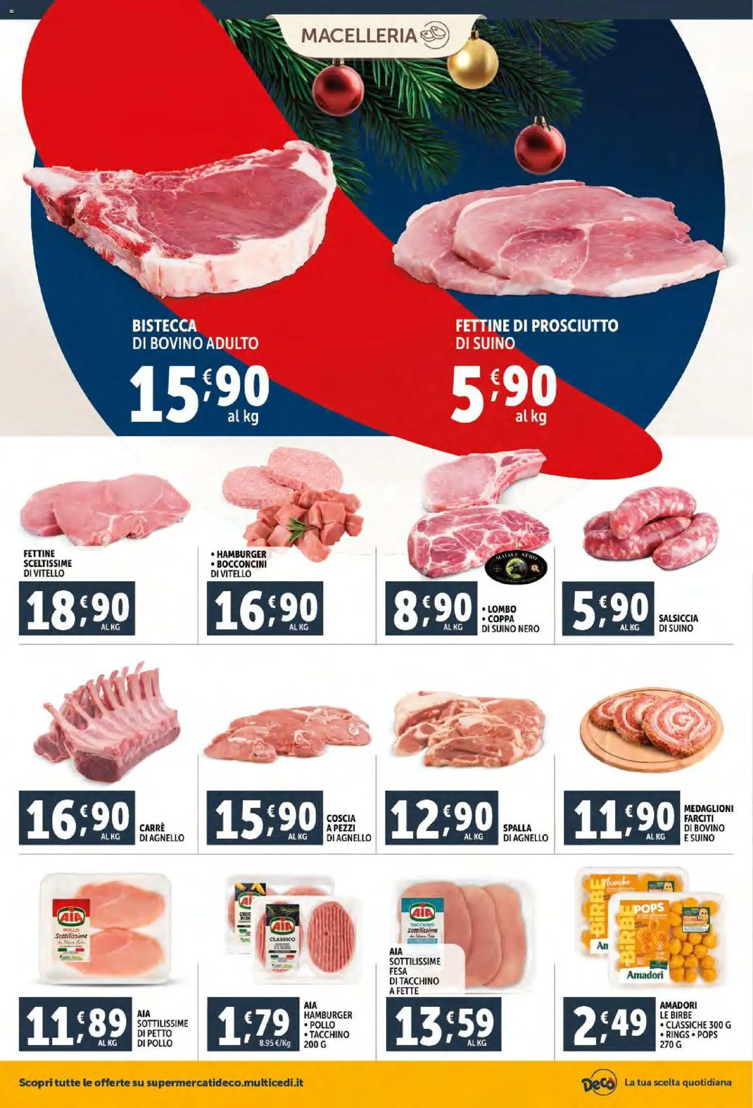Volantino Decò del 06.12.2025 | Pagina: 12 | Prodotti: Bovino, Maiale, Tacchino, Hamburger