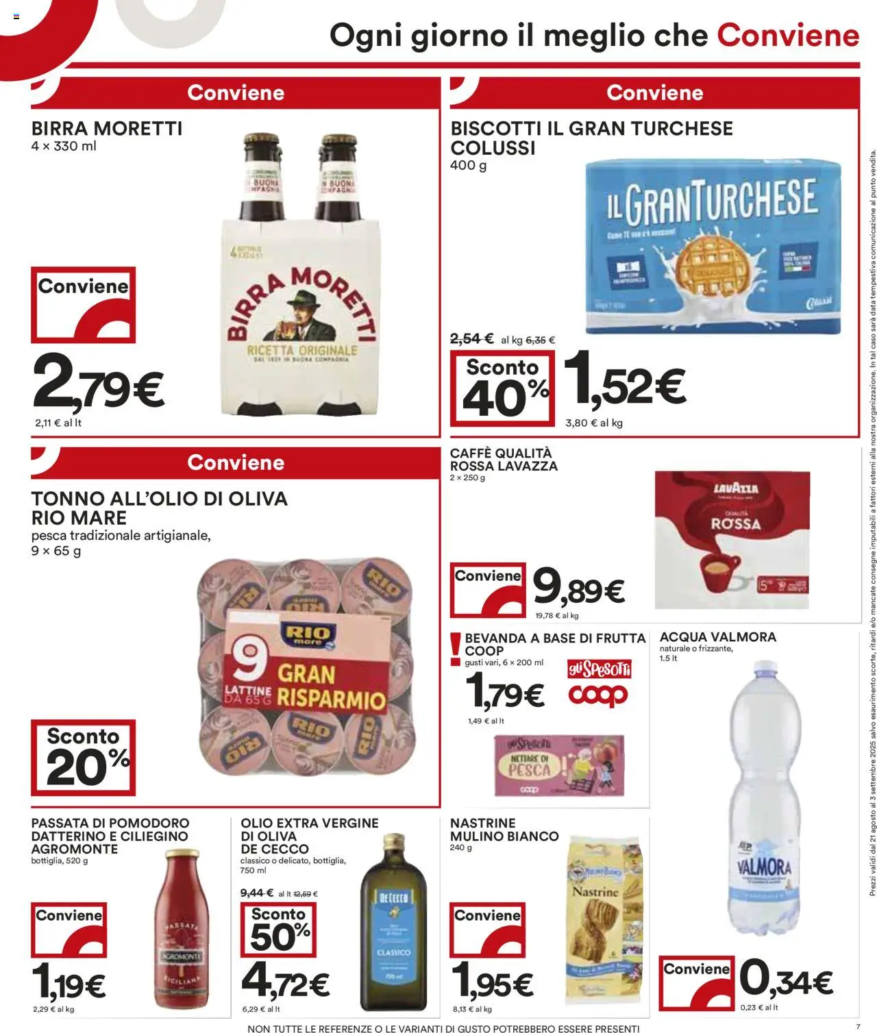 Volantino COOP del 21.08.2025 | Pagina: 7 | Prodotti: Birra, Biscotti, Frutta, Pomodoro