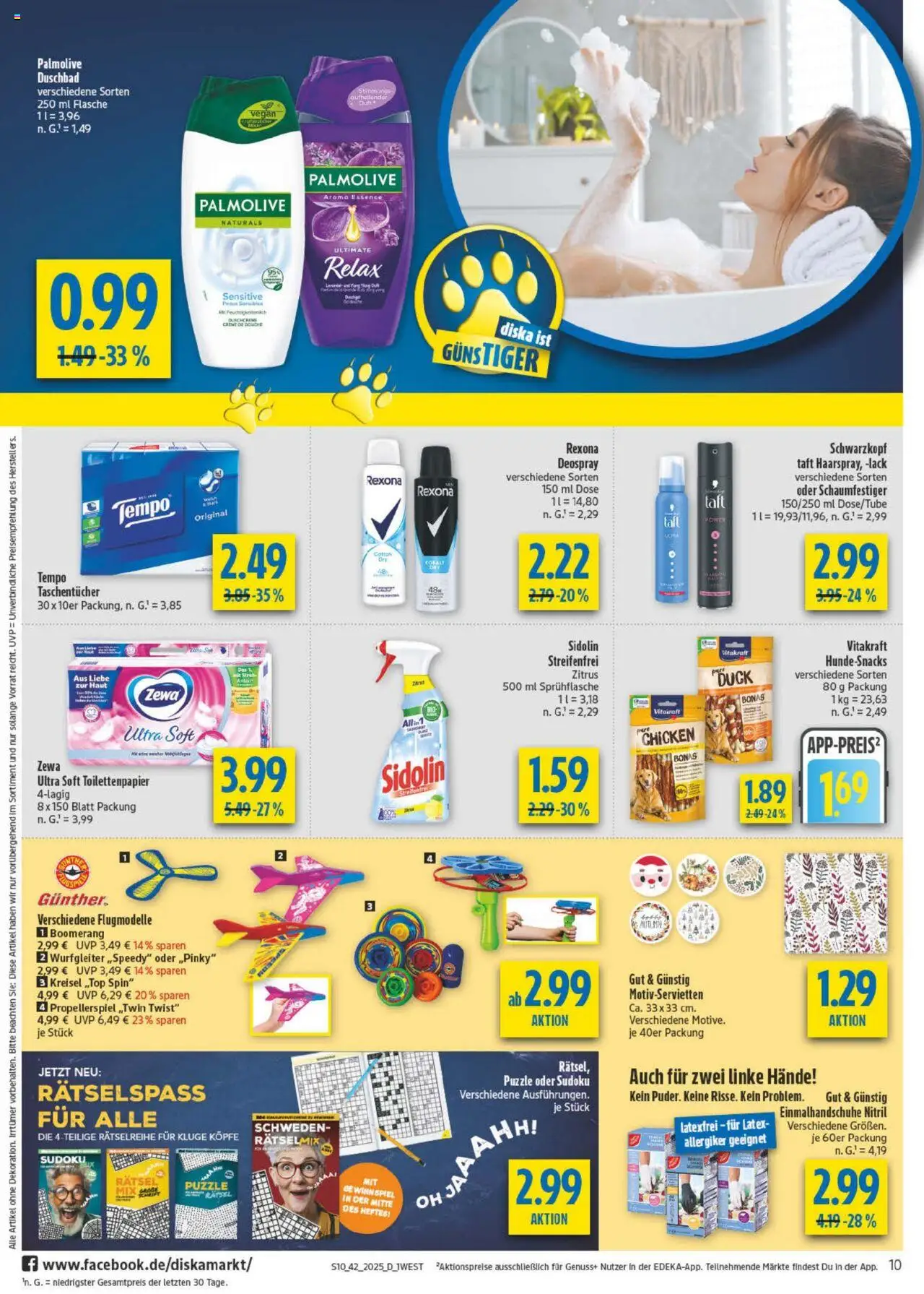 Diska - diska Angebote Bayern KW42 – gültig ab 13.10.2025 | Seite: 10 | Produkte: Zewa, Creme, Deospray, Toilettenpapier