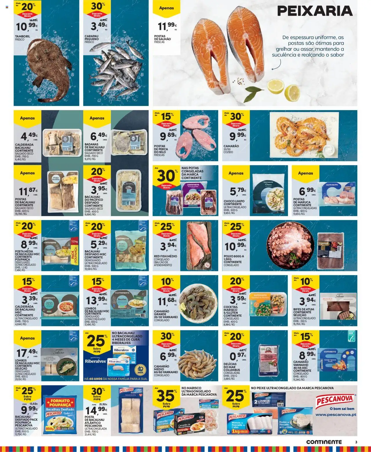 Continente folheto Madeira │ válido de 19.08.2025 | Página: 3 | Produtos: Cabo, Bacalhau, Salmão, Peixe