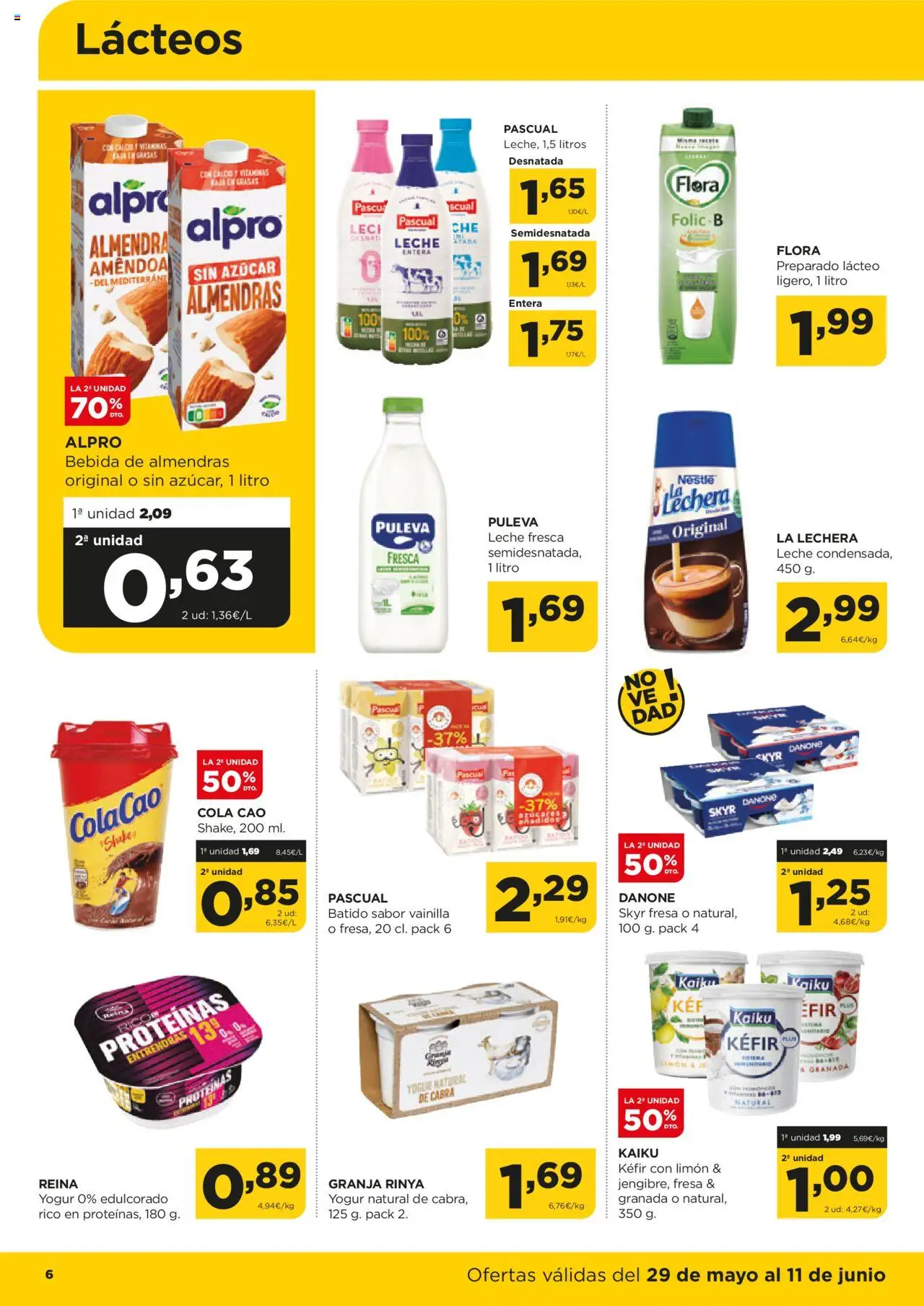 Alimerka folleto Castilla y León │ válido desde el 29.05.2025 | Página: 6 | Productos: Παγκάκι, Leche, Yogur, Bebida de almendras