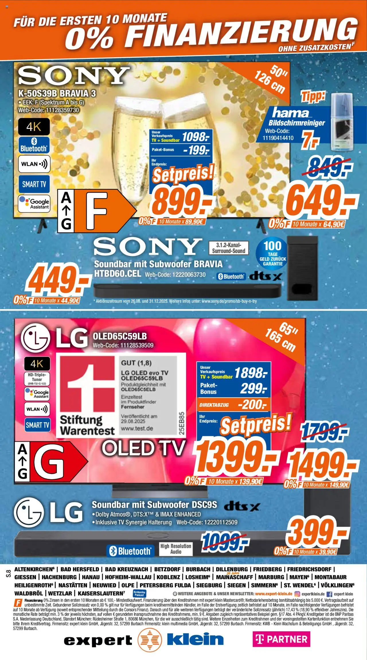 Expert Geburtstag – gültig ab 11.10.2025 | Seite: 8 | Produkte: LG, Sony, Smart TV, Soundbar
