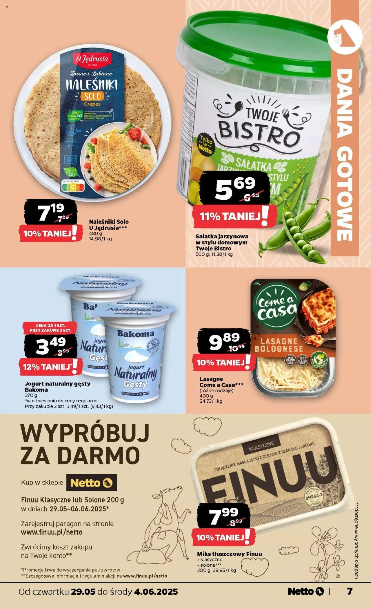 Netto gazetka - Spożywcza od 29.05.2025 | Strona: 7 | Produkty: Naleśniki, Sałatka, Pancakes, Dania gotowe