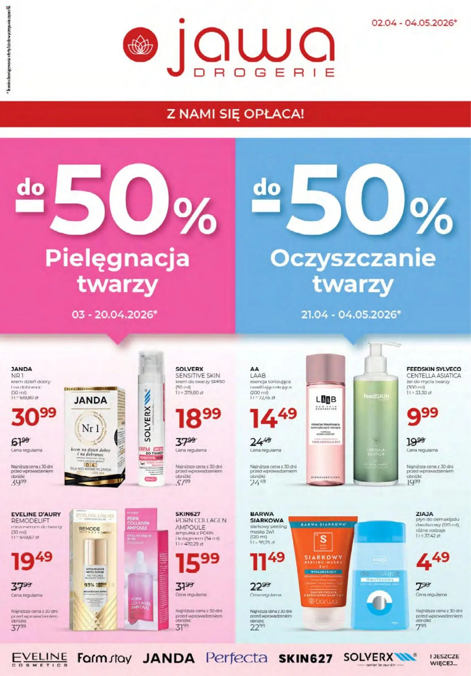Jawa gazetka od 02.04.2026 | Strona: 1 | Produkty: Płyn do demakijażu, Maska, Peeling, Krem do twarzy