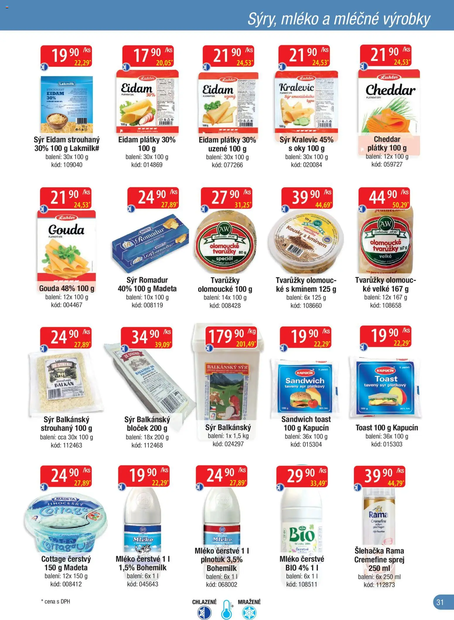 Astur & Qanto leták - Velkoobchod fresh 04/2026 od 01.04.2026 | Strana: 31 | Produkty: Tavený sýr, Mléko, Balkánský sýr, Cheddar