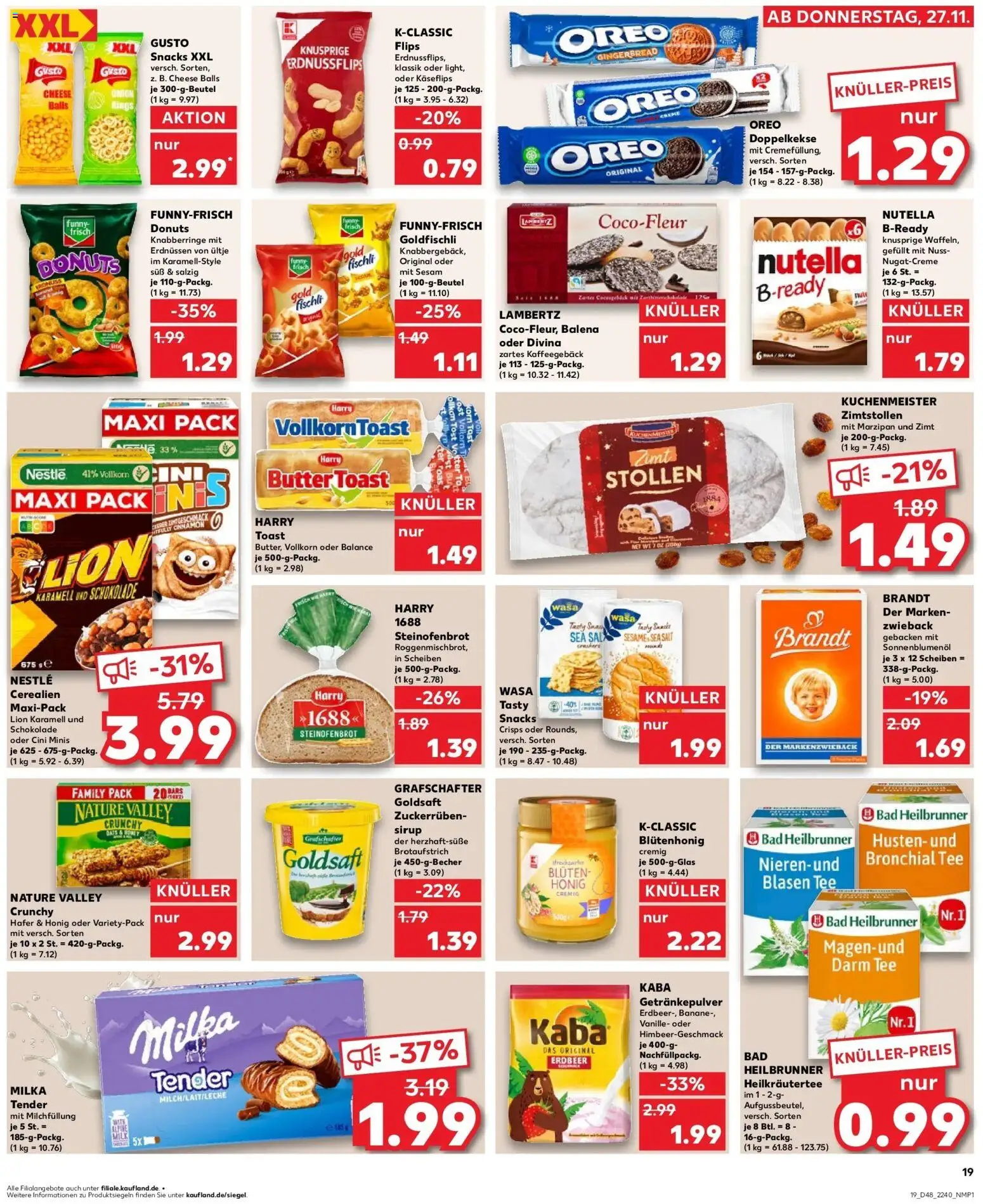 Kaufland prospekt Hechingen	 – gültig ab 27.11.2025 | Seite: 19 | Produkte: Schokolade, Sonnenblumenol, Nutella, Tee