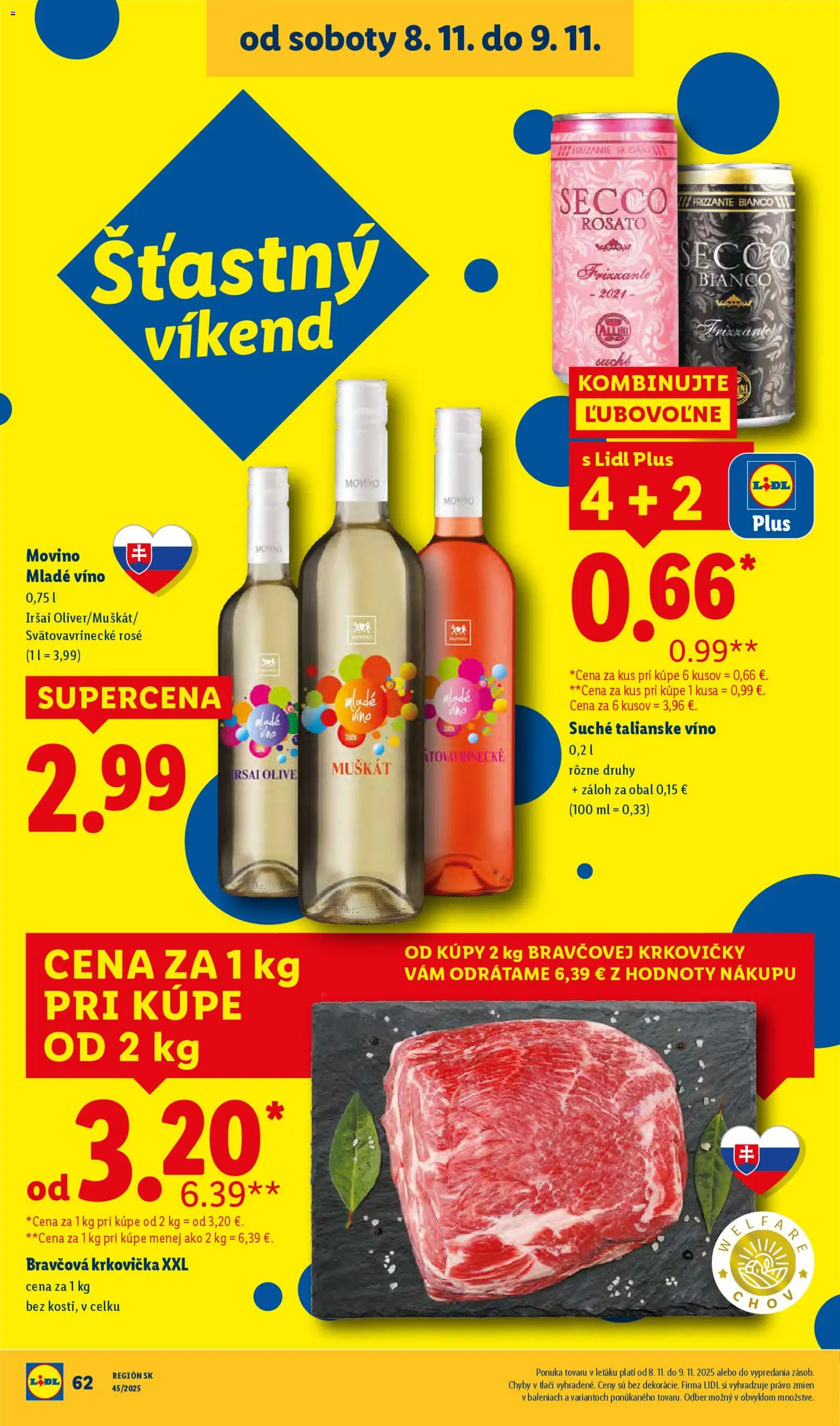 Nové Lidl akcie – leták je platný od 06.11.2025 | Strana: 36 | Produkty: Víno, Bravčová krkovička, Krkovička