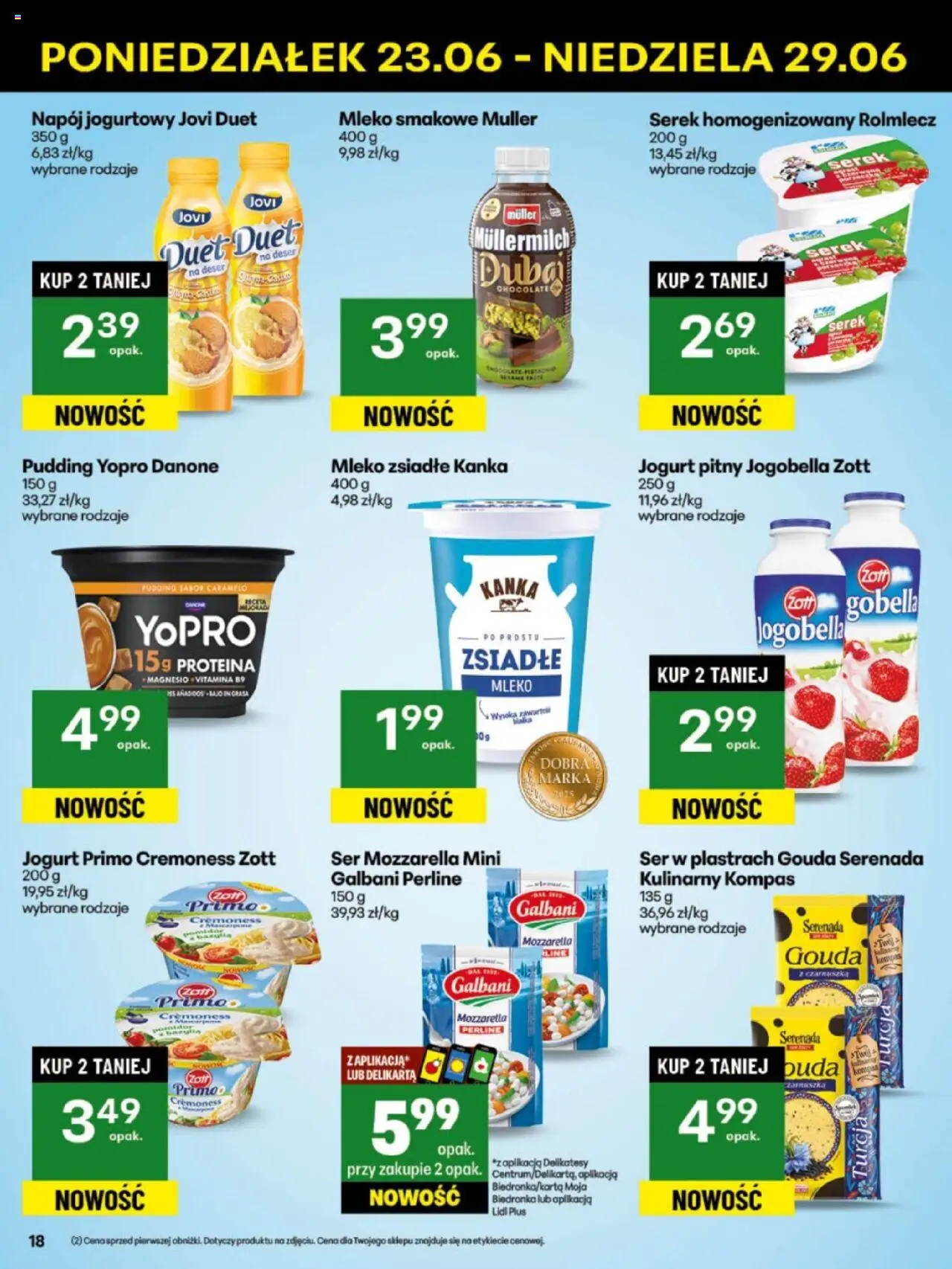 Delikatesy Centrum Gazetka - Sklepy Własne od 23.06.2025 | Strona: 18 | Produkty: Serek, Jogurt pitny, Delikatesy, Mleko