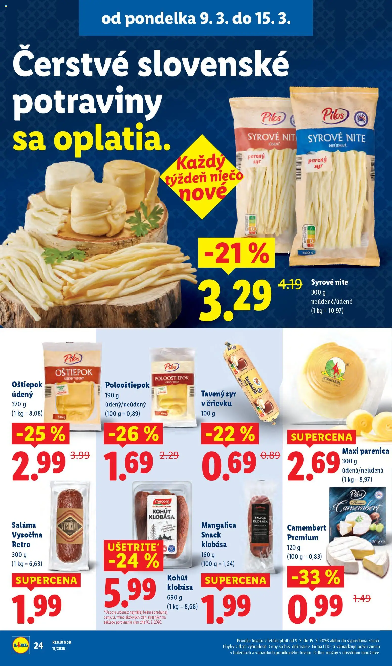 Nové Lidl akcie – leták je platný od 12.03.2026 | Strana: 68 | Produkty: Syr, Saláma, Klobása