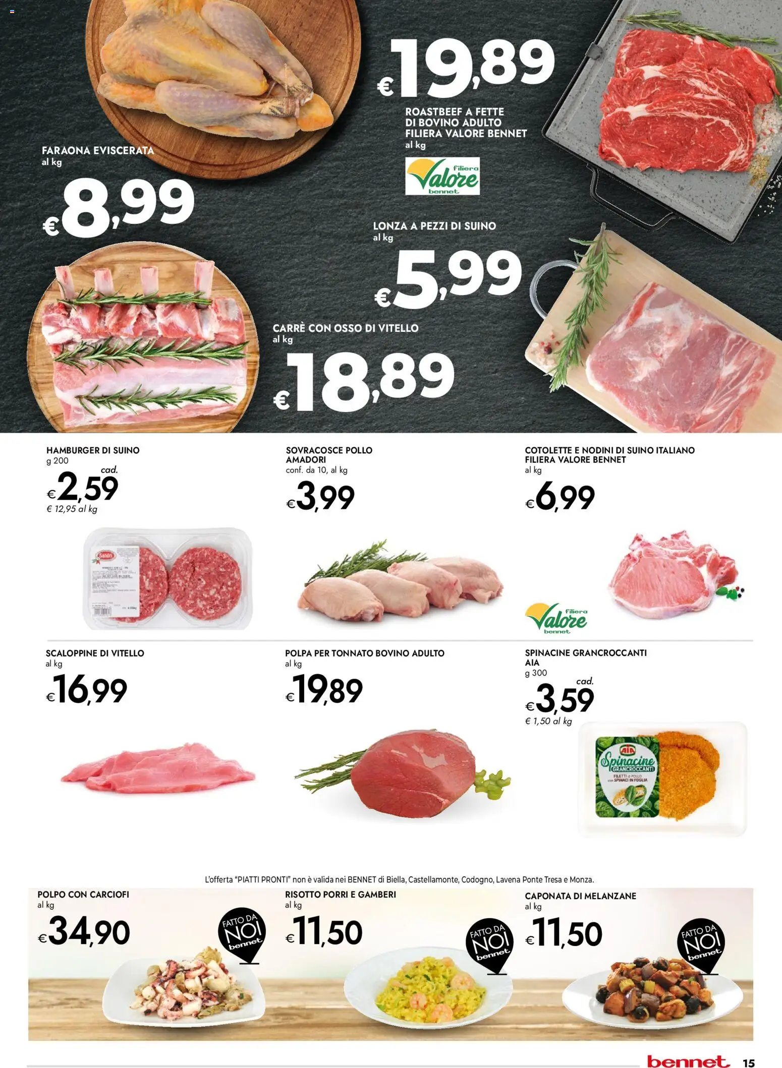 Volantino bennet del 11.12.2025 | Pagina: 15 | Prodotti: Bovino, Pollo, Carciofi, Melanzane