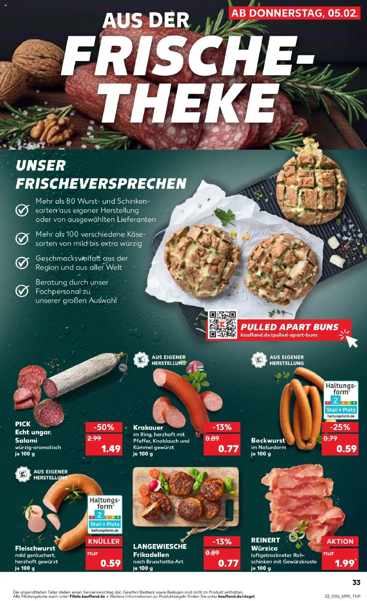 Kaufland prospekt Duisburg	 – gültig ab 09.02.2026 | Seite: 33 | Produkte: Bockwurst, Theke, Wurst, Salami