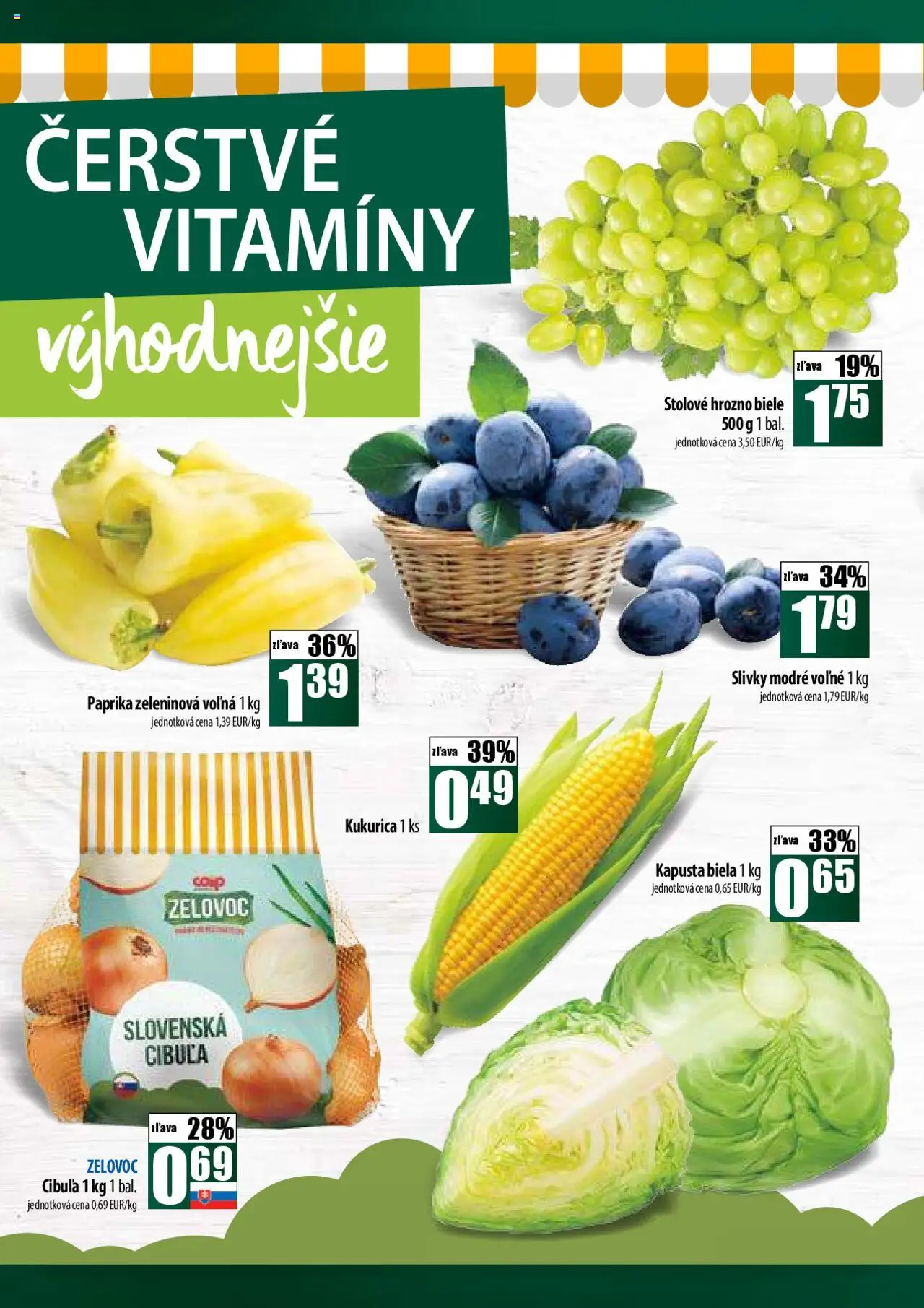 COOP Jednota široká ponuka │ platný od 21.08.2025 | Strana: 6 | Produkty: Paprika, Kapusta biela, Slivky, Hrozno