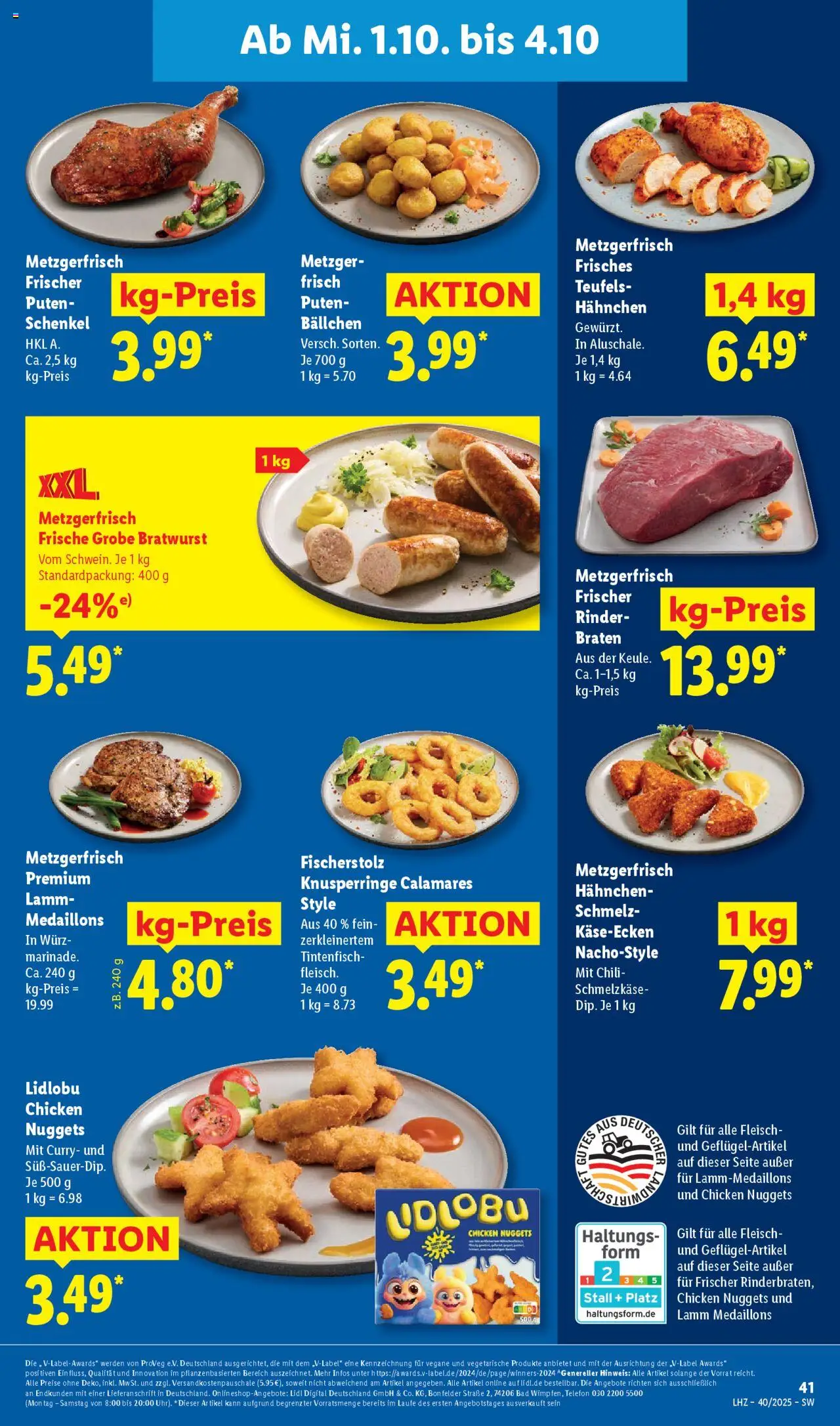 Lidl Prospekt Nagold – gültig ab 29.09.2025 | Seite: 59 | Produkte: Hahnchen, Bad, Tintenfisch, Fleisch