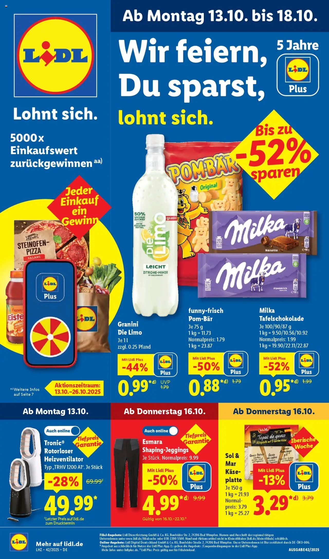 Lidl - Prospekt – gültig ab 13.10.2025 | Seite: 1 | Produkte: Käse, Zucker, Granini, Salami