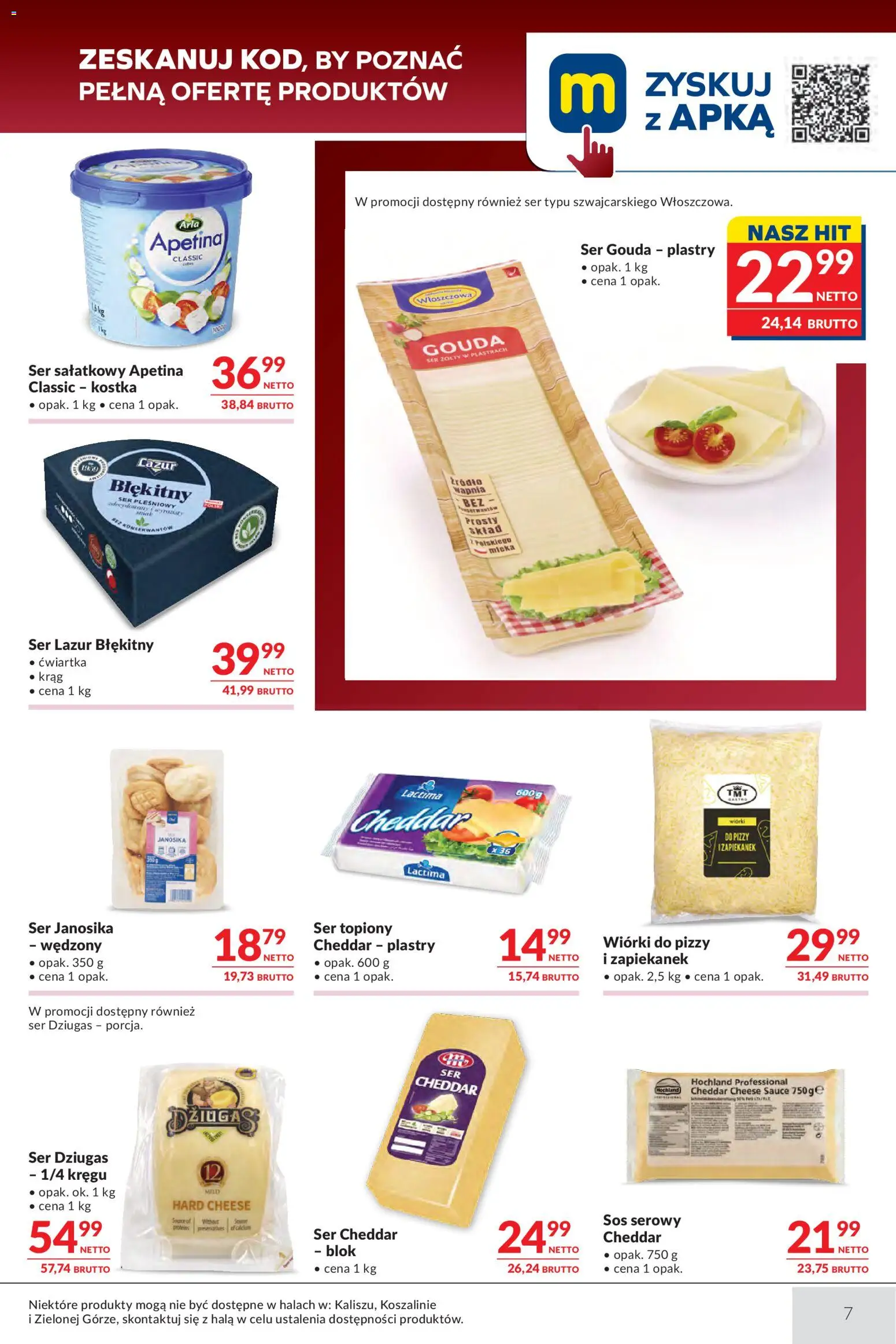 Makro gazetka - Oferta dla gastronomii od 07.04.2026 | Strona: 7 | Produkty: Sos serowy, Ser żółty, Ser Lazur, Ser topiony