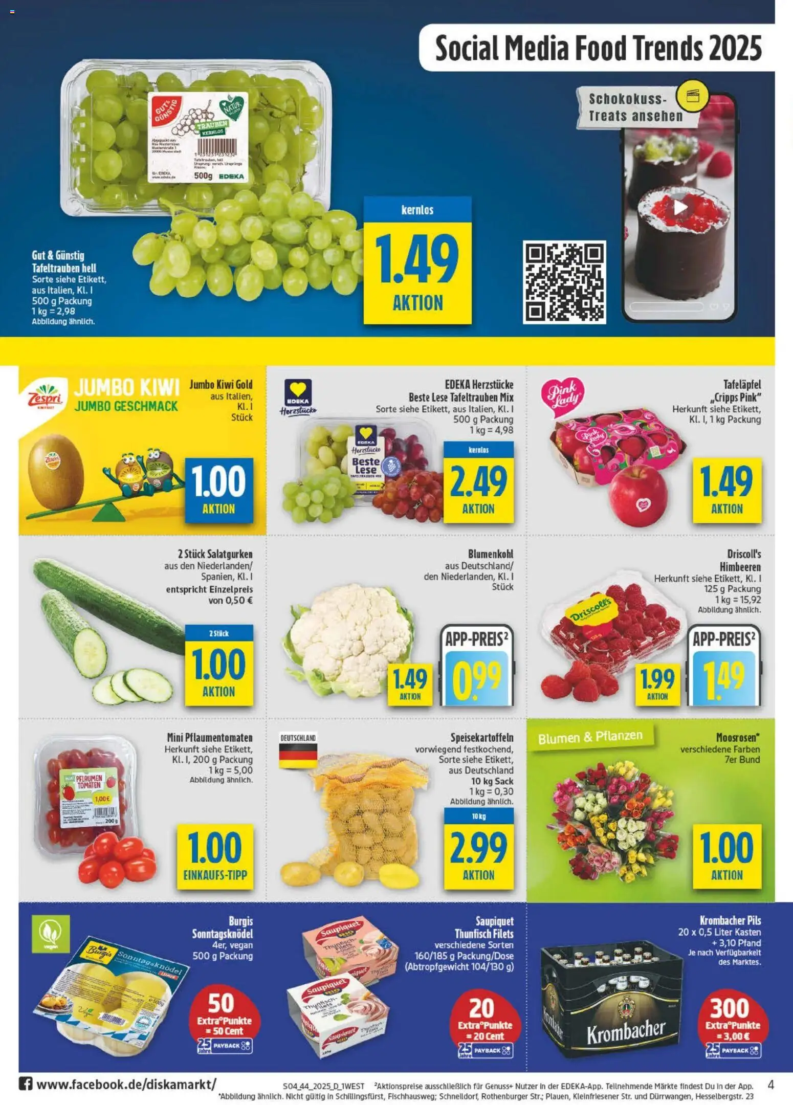 Diska - Diska Angebote Bayern KW44 – gültig ab 27.10.2025 | Seite: 4 | Produkte: Trauben, Krombacher, Blumenkohl, Kiwi