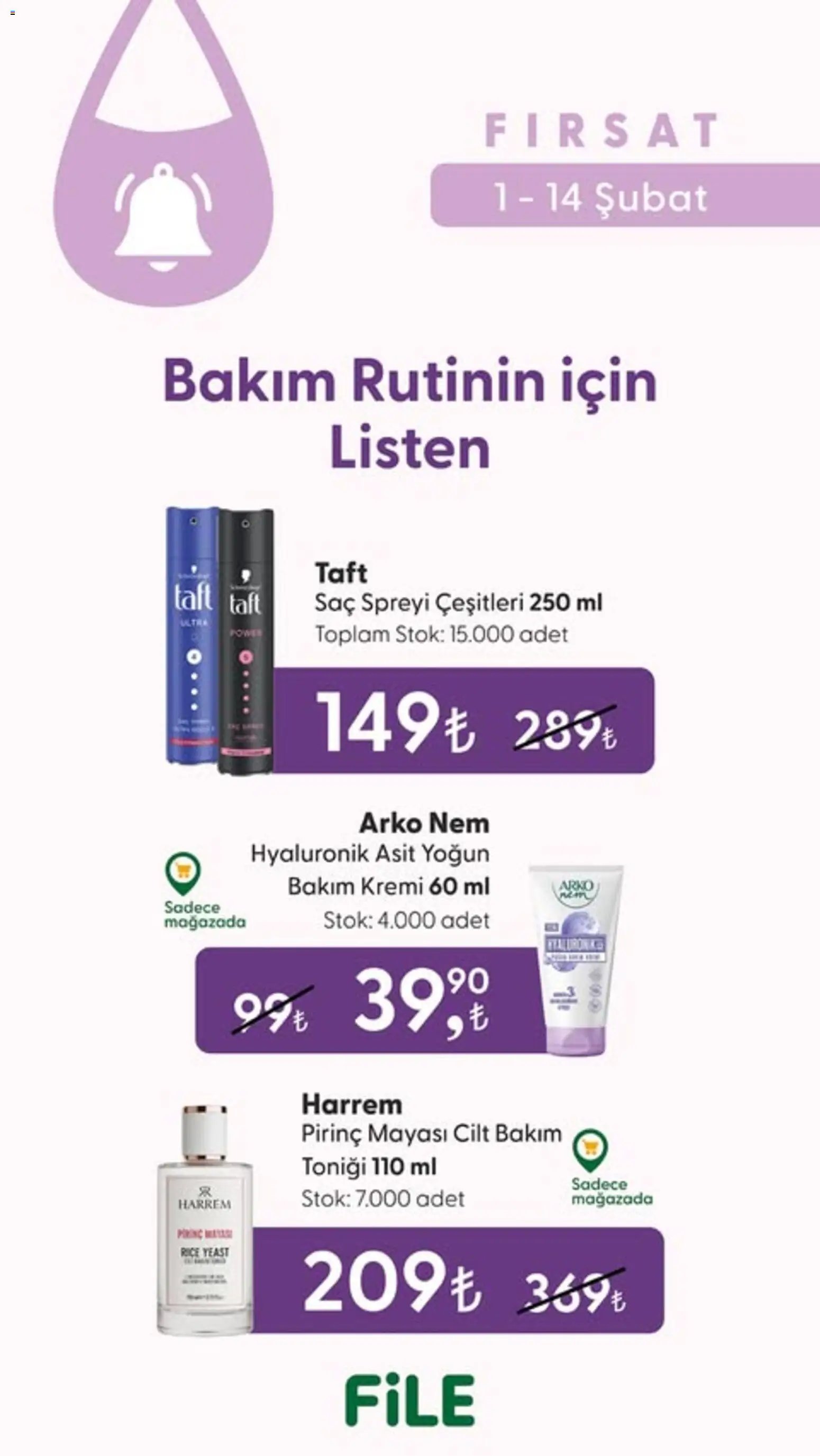 File Market İndirim - 01.02.2026 tarihinden itibaren geçerlidir | Sayfa: 1 | Ürünler: Saç spreyi, Pirinç
