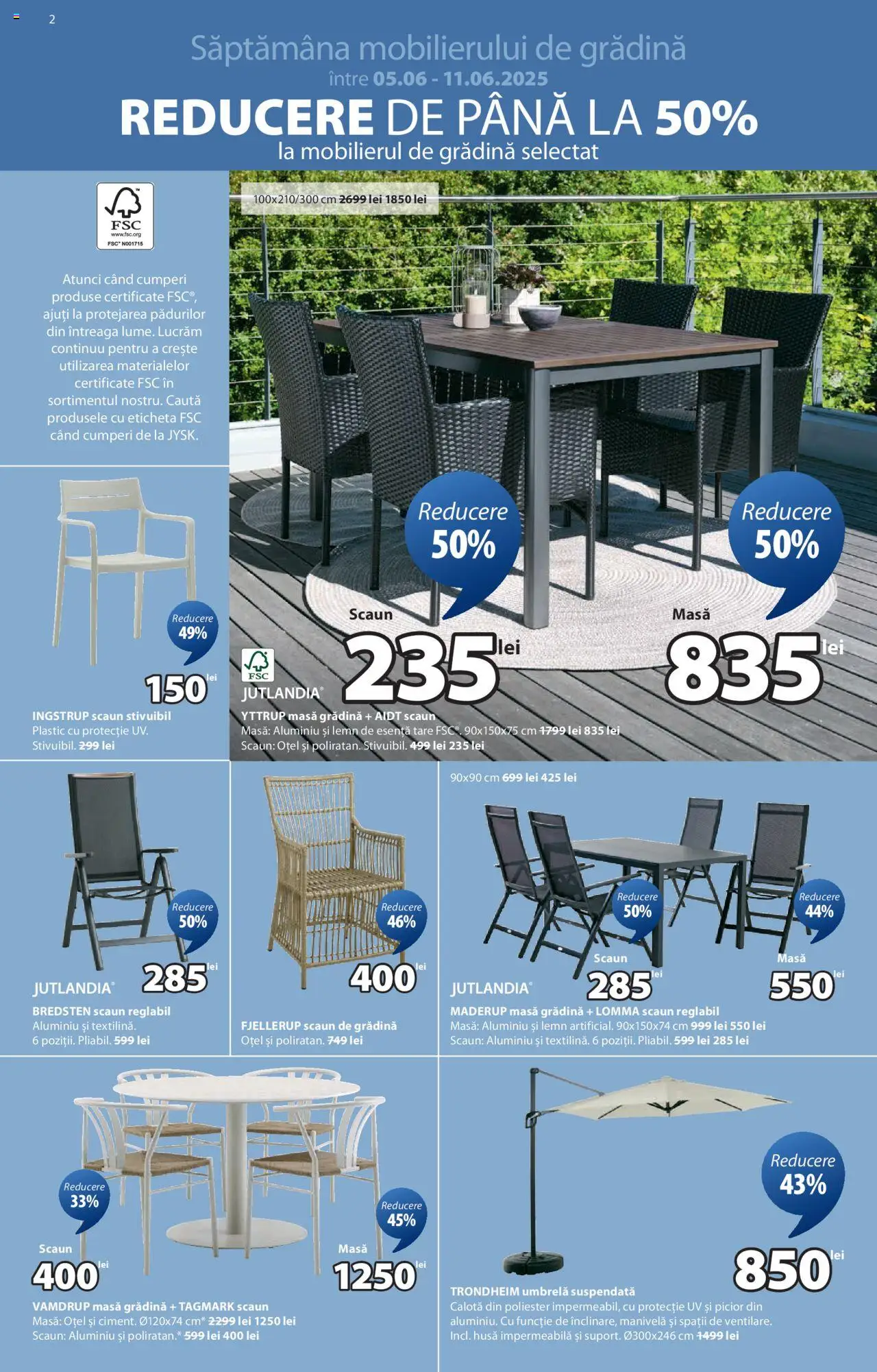 Catalog JYSK – valabil de la 05.06.2025 | Pagină: 2 | Produse: Umbrelă, Masă, Scaun