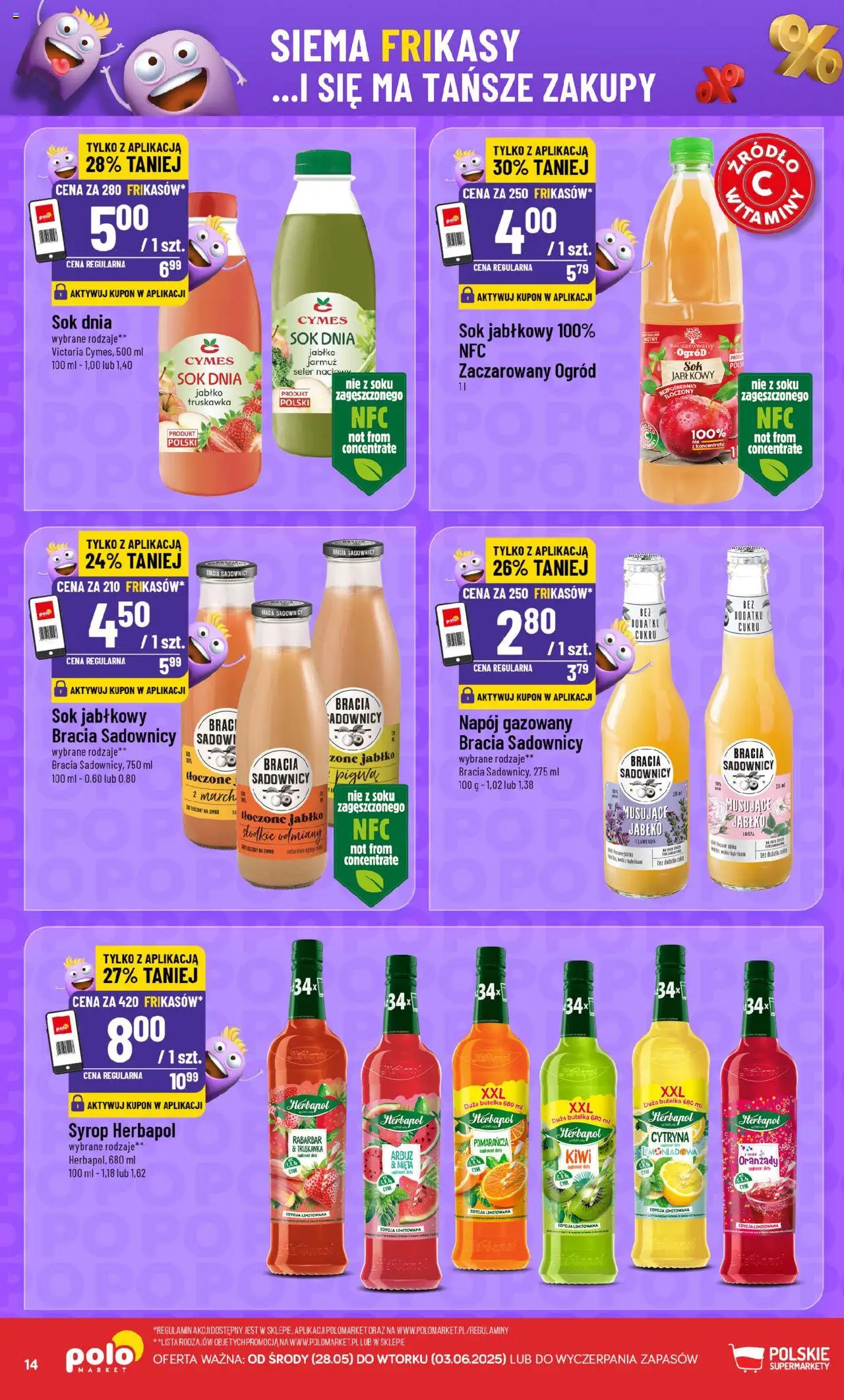POLOmarket Gazetka - Frikasowe hity od 28.05.2025 | Strona: 14 | Produkty: Syrop, Pigwa, Sok jabłkowy, Sok