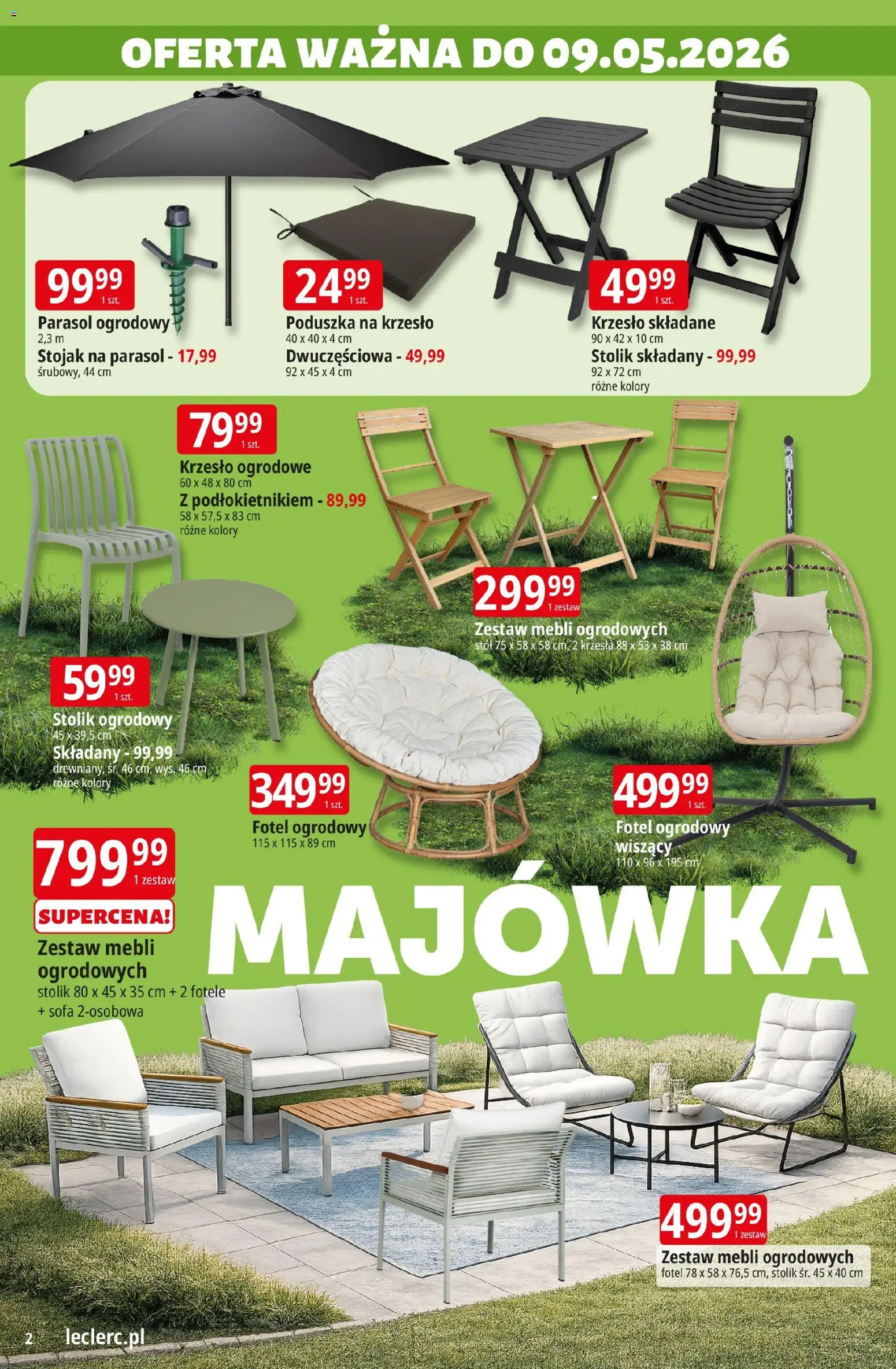 E.Leclerc gazetka - Elbląg od 21.04.2026 | Strona: 2 | Produkty: Poduszka, Sofa, Stół, Krzesło ogrodowe