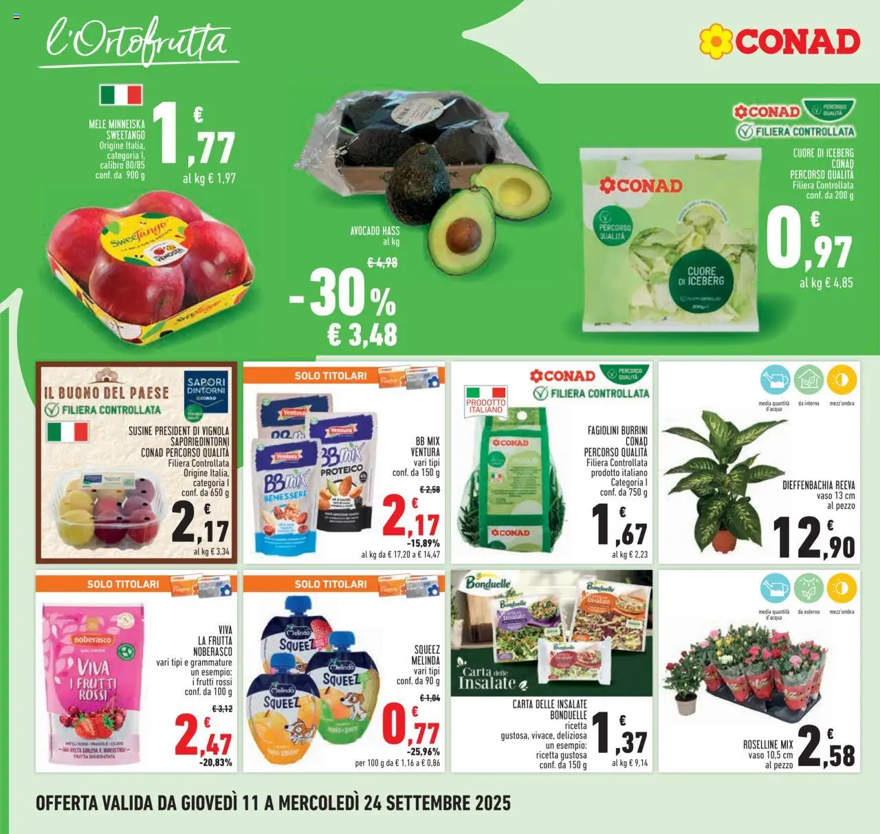 Volantino Conad del 11.09.2025 | Pagina: 6 | Prodotti: Avocado, Frutta, Susine, Vaso