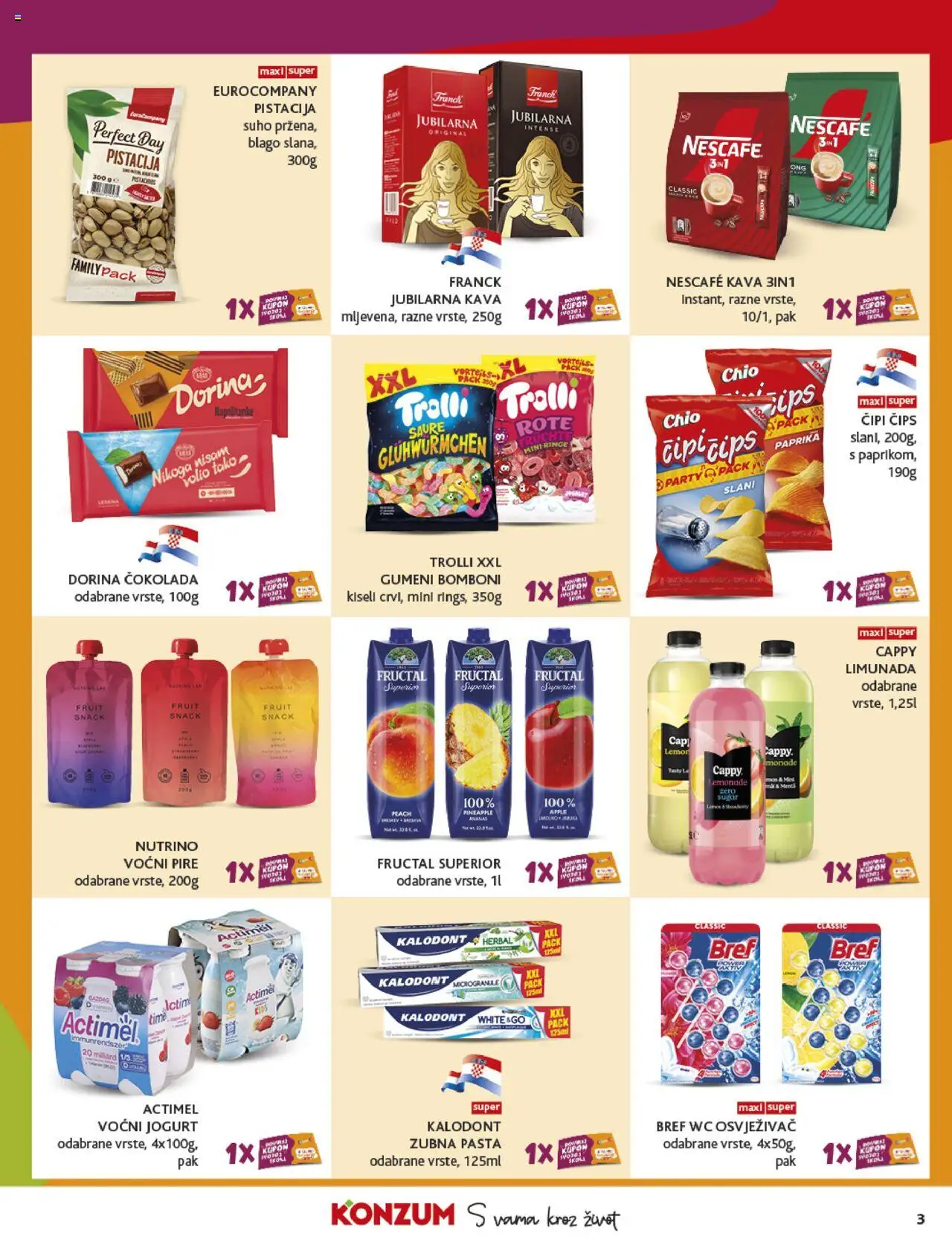 Konzum katalog | vrijedi od 22.10.2025 | Stranica: 3 | Proizvodi: Jogurt, Nescafe, Kava, Čokolada
