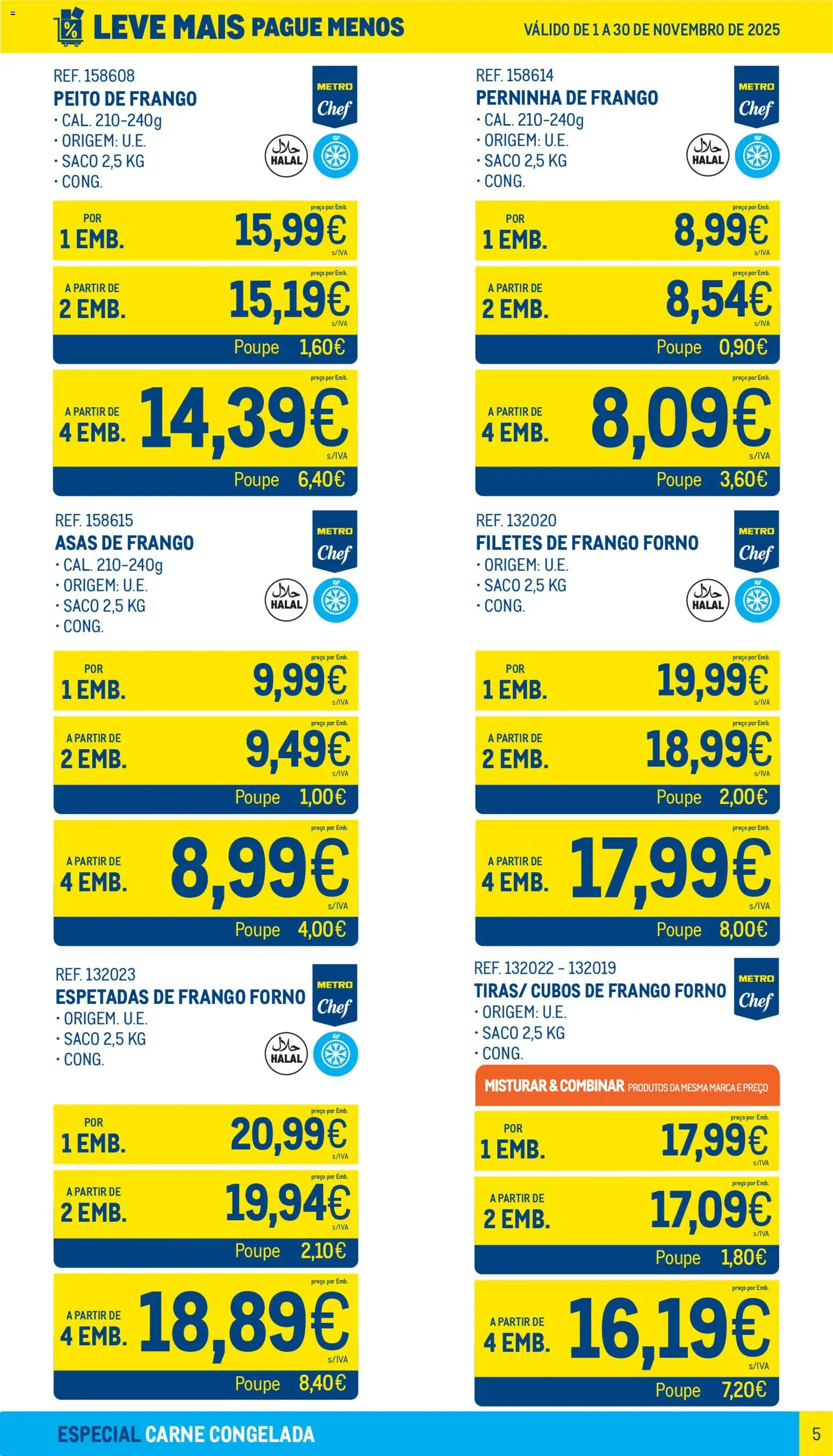 Makro Leve Mais Pague Menos - Carne Congelada │ válido de 01.11.2025 | Página: 5 | Produtos: Asas de frango, Forno, Peito de frango, Carne