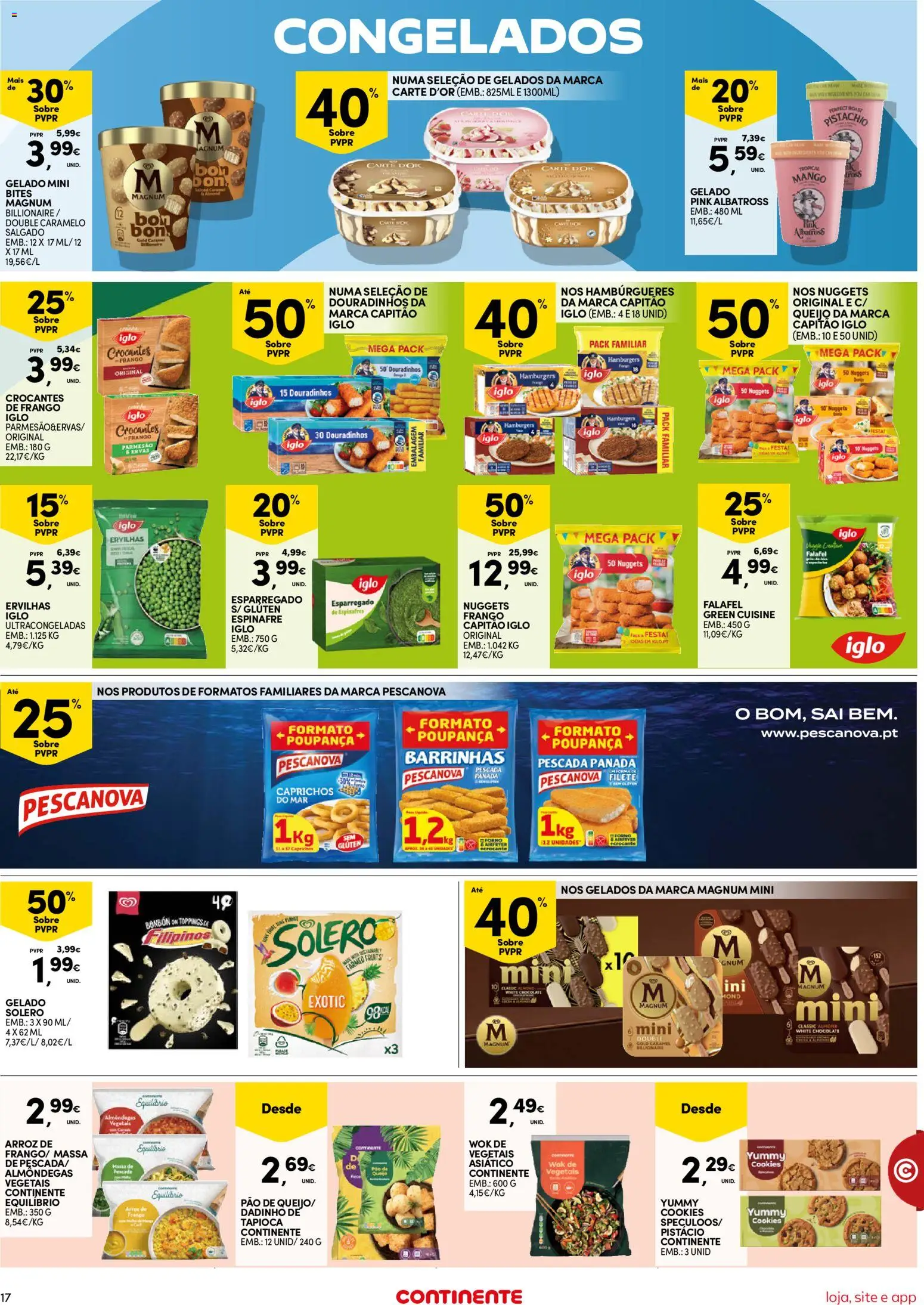 Continente Semanal Continente Bom Dia │ válido de 07.04.2026 | Página: 17 | Produtos: Tapioca, Pescada, Pão de queijo, Massa