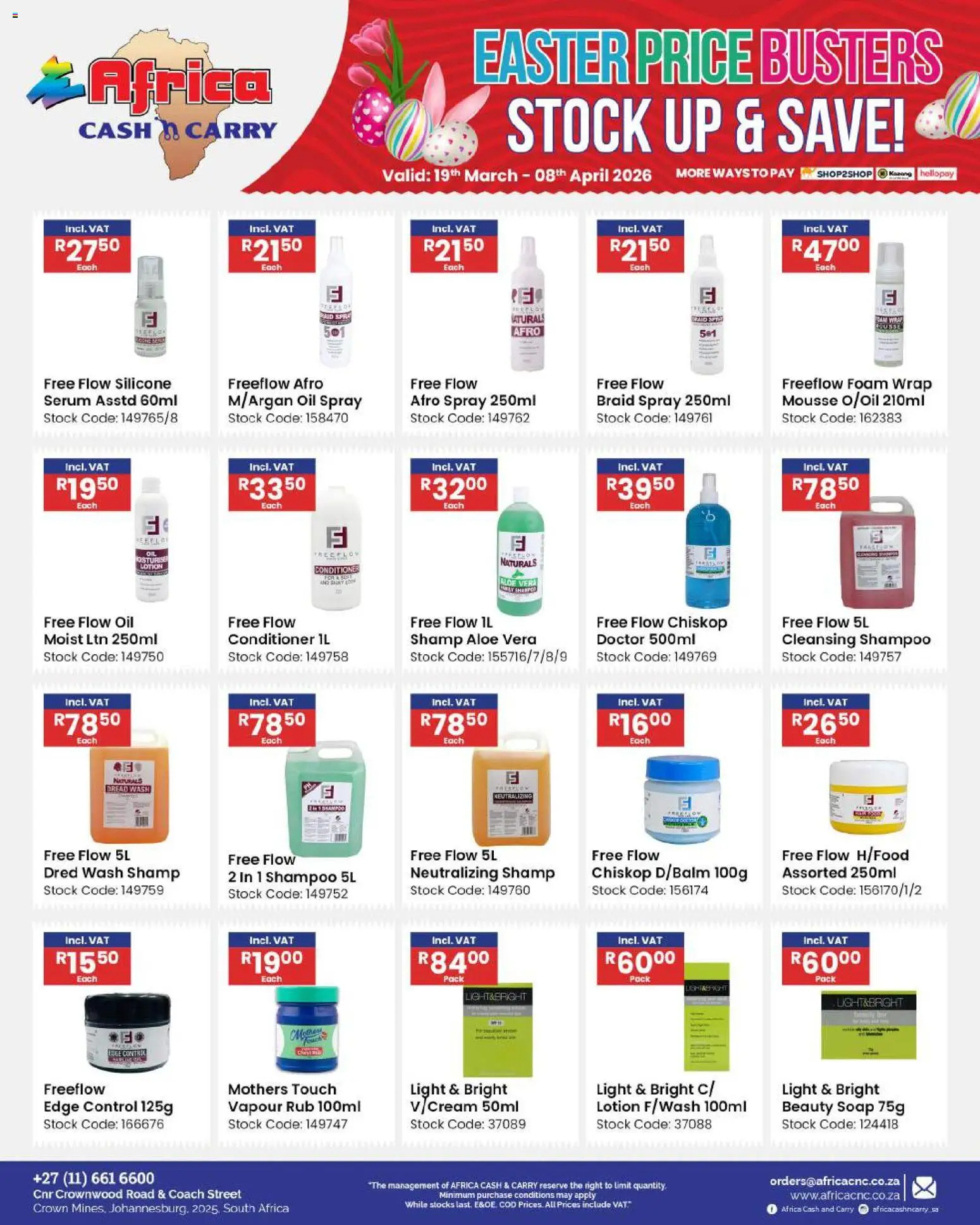 New Africa Cash & Carry catalogue – valid from 19.03.2026 | Page: 30 | Products: Stock, Soap, Foam, Lotion