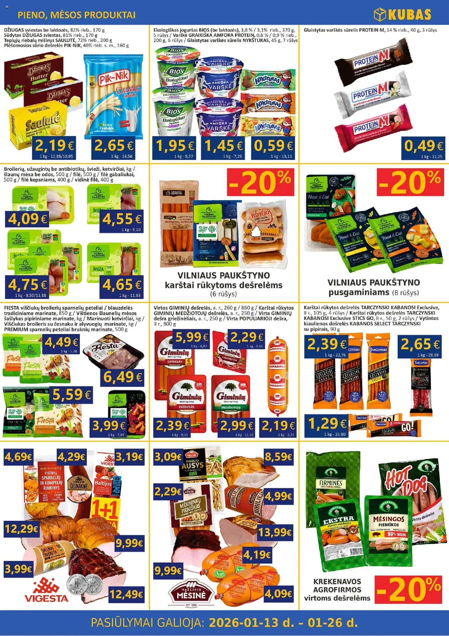 Kubas akcijos nuo 13.01.2026 | Puslapis: 3 | Prekių: Dešrelės, Sviestas, Varškė, Vištiena
