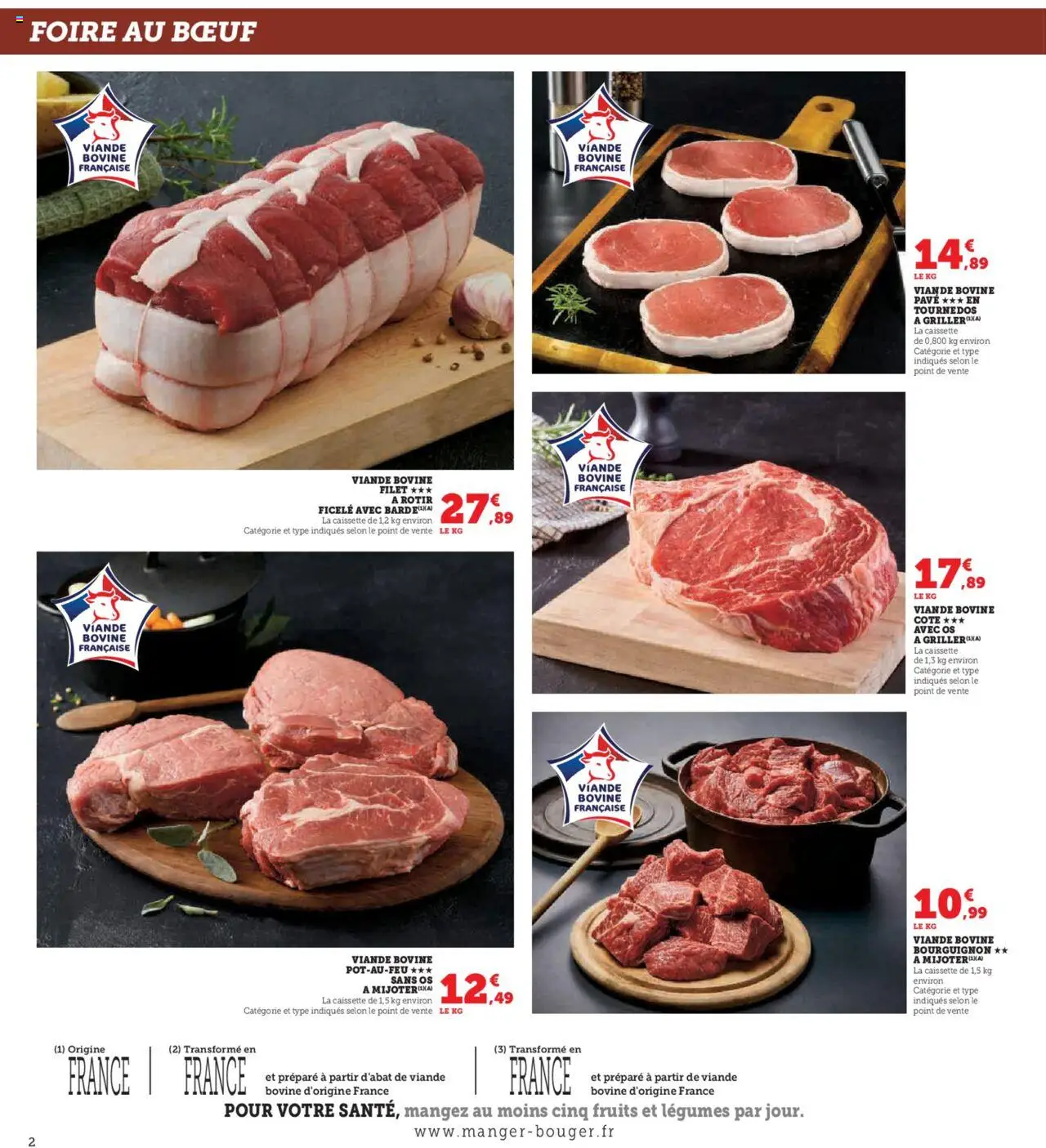 {H1} | Page: 2 | Produits: Viande, Tournedos, Viande bovine