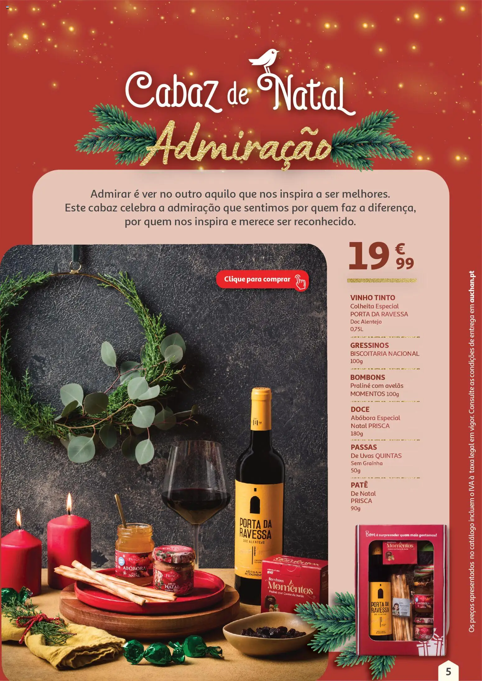 Auchan - Cabazes de Natal │ válido de 01.11.2025 | Página: 5 | Produtos: Porta, Avelãs, Uvas, Vinho tinto