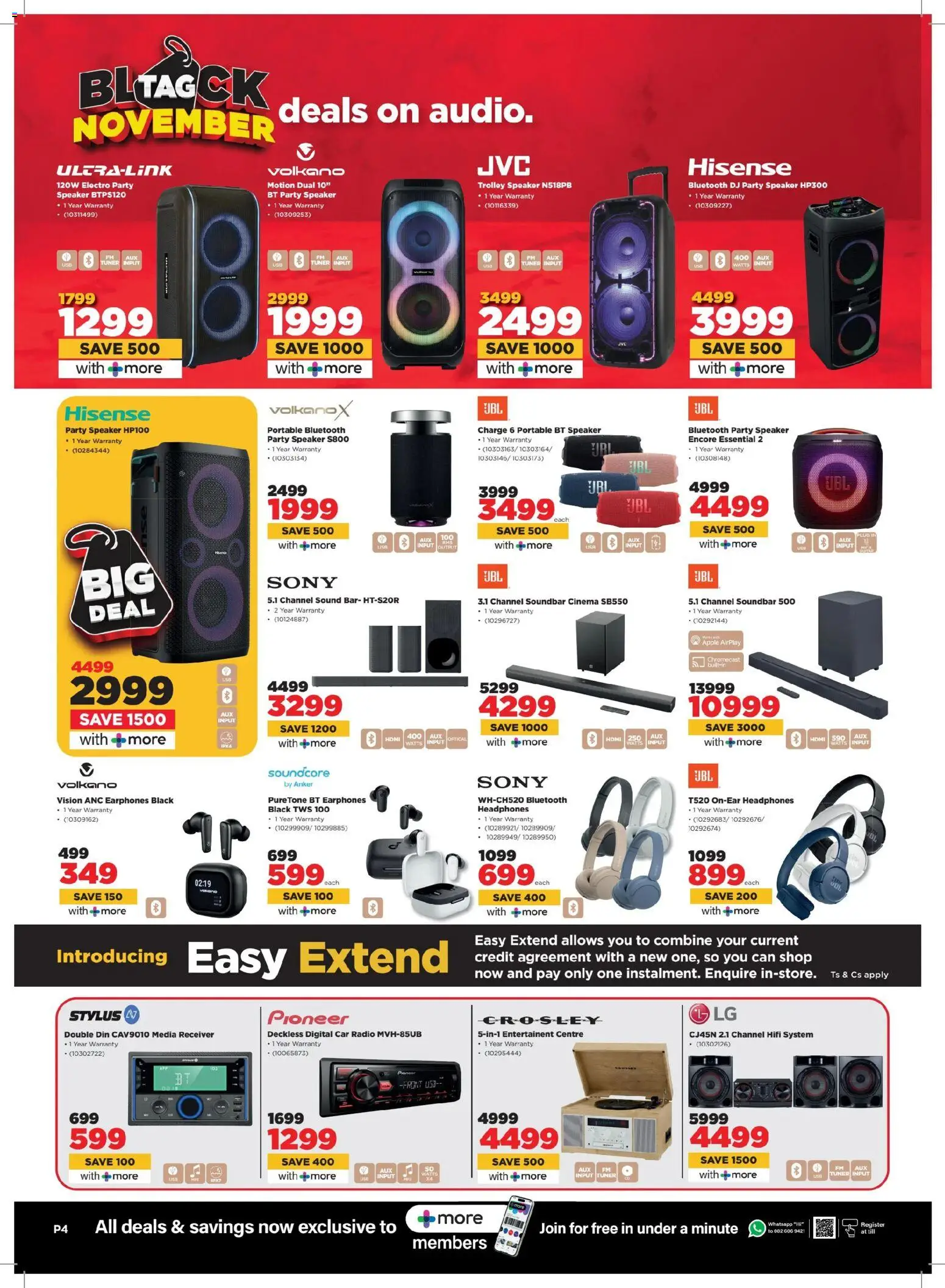 New HiFi Corp catalogue – valid from 05.11.2025 | Page: 4 | Products: Earphones, Radio, Speaker, Soundbar