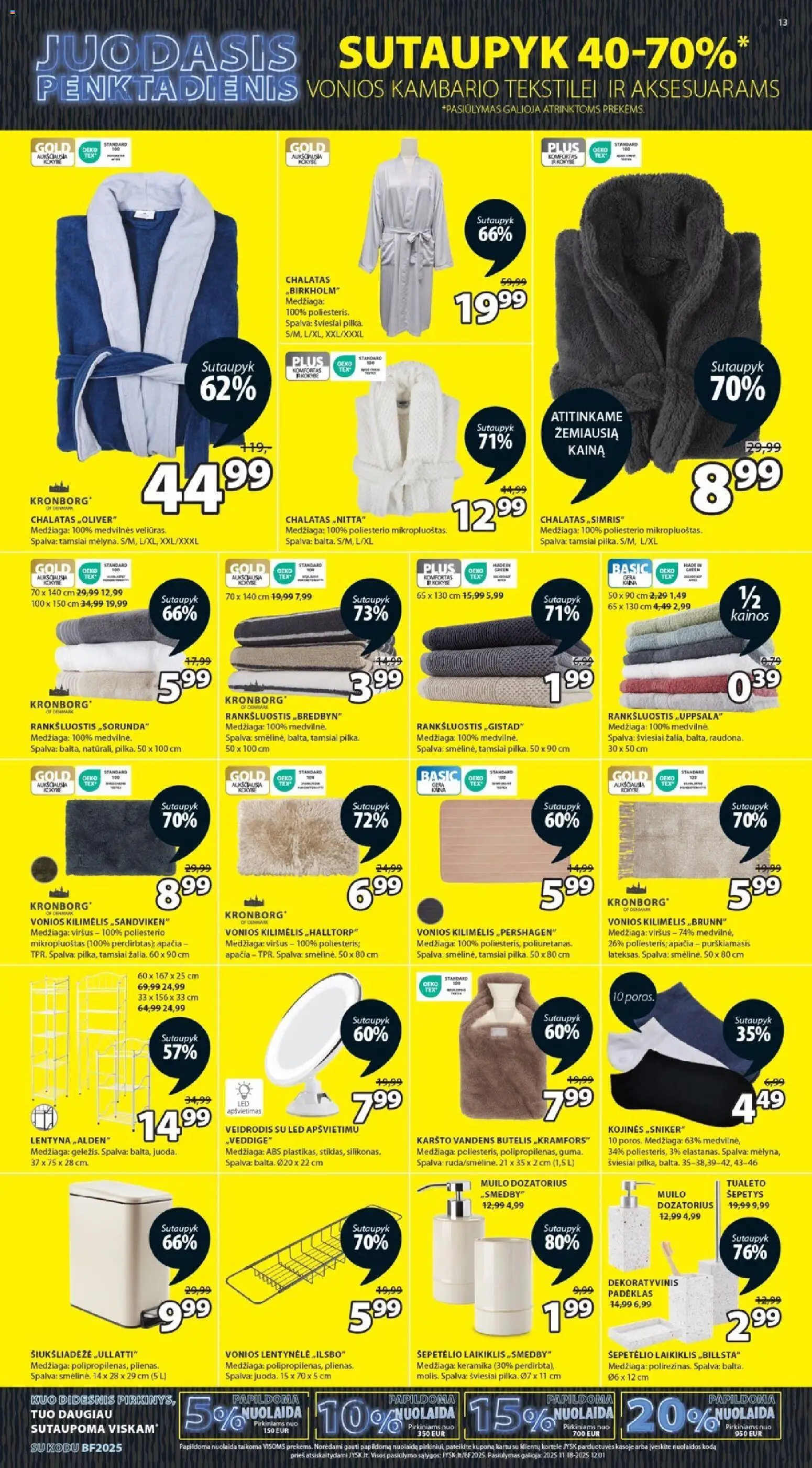 JYSK akcijos nuo 18.11.2025 | Puslapis: 13 | Prekių: Rankšluostis, Kilimėlis, Lentyna, Veidrodis