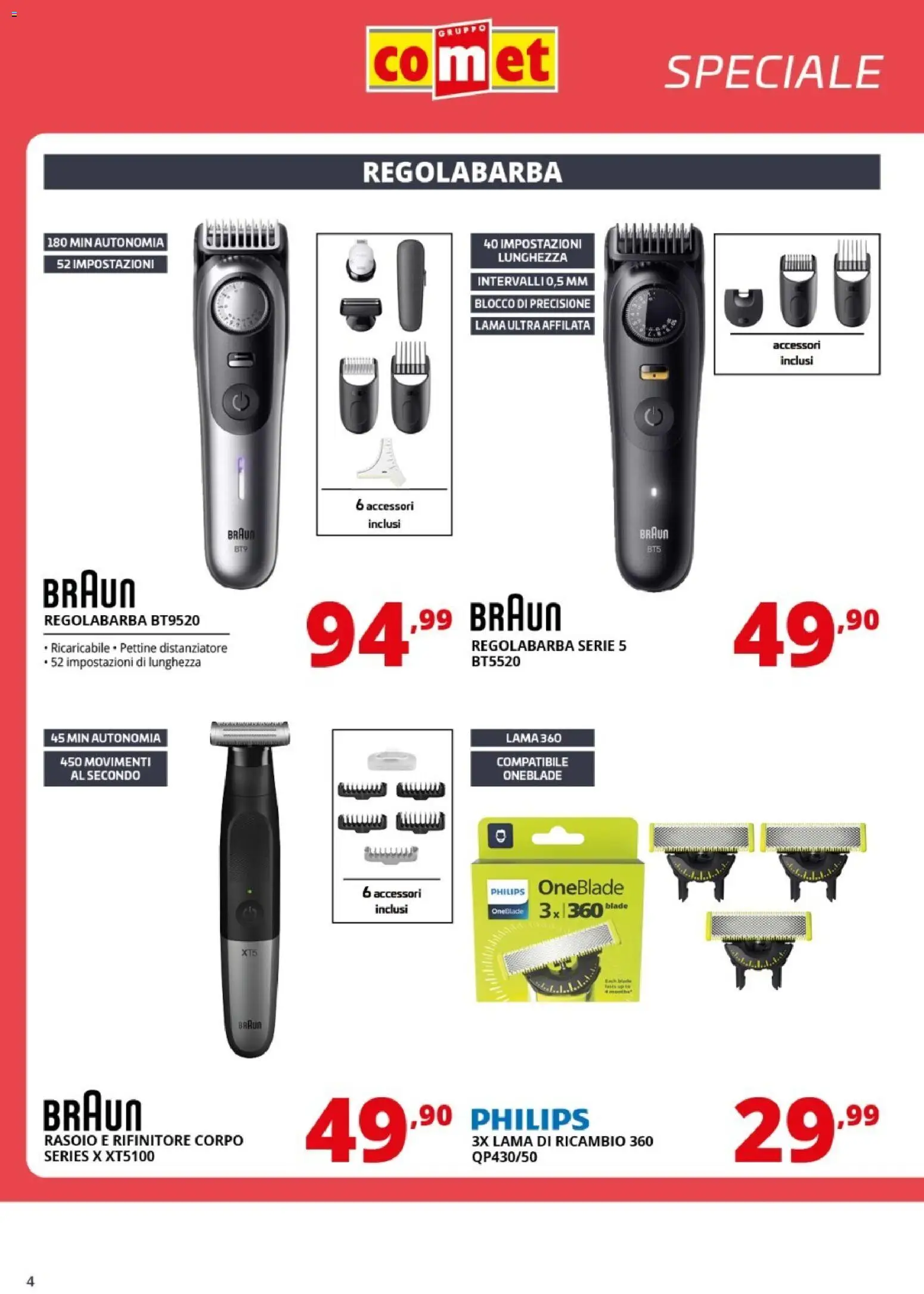 Volantino Comet del 10.04.2026 | Pagina: 4 | Prodotti: Pettine, Rasoio, Regolabarba