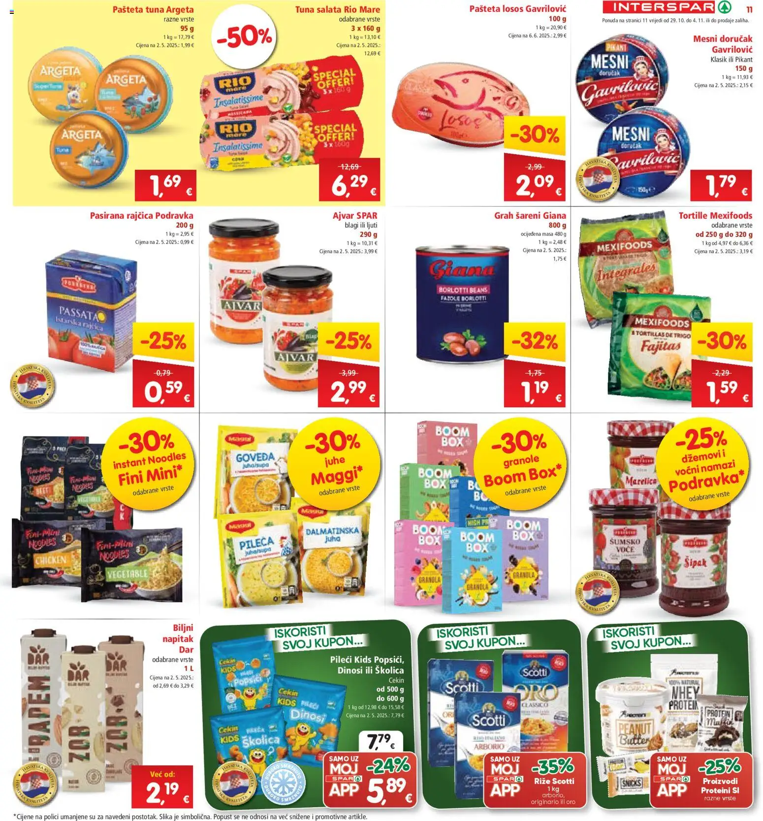 Interspar katalog | vrijedi od 29.10.2025 | Stranica: 11 | Proizvodi: Rio Mare, Mesni doručak, Rajčica, Tuna