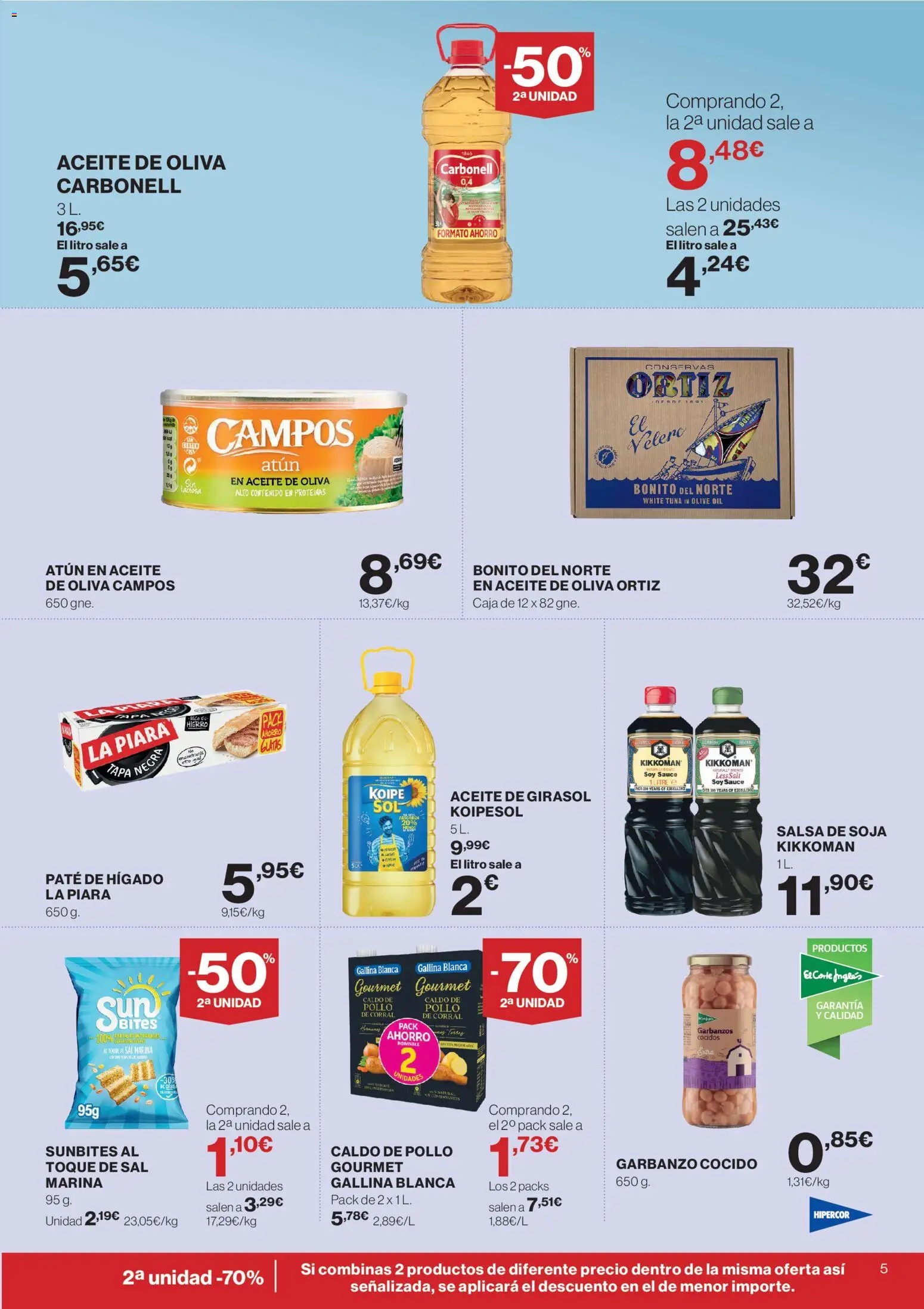 Hipercor catálogo │ válido desde el 23.04.2026 | Página: 5 | Productos: Aceite, Paté, Aceite de oliva, Caja