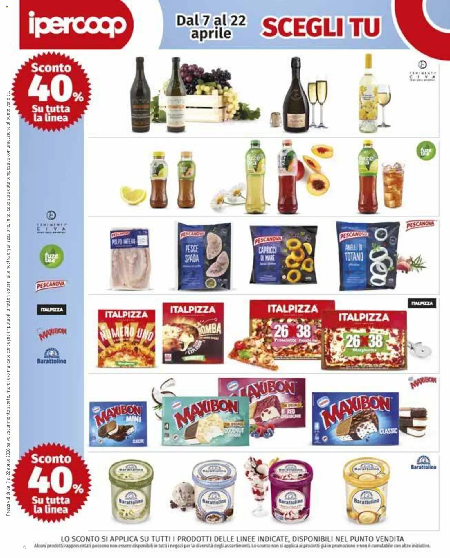 Volantino Ipercoop del 07.04.2026 | Pagina: 6 | Prodotti: Pesce, Prosciutto, Data, Totano