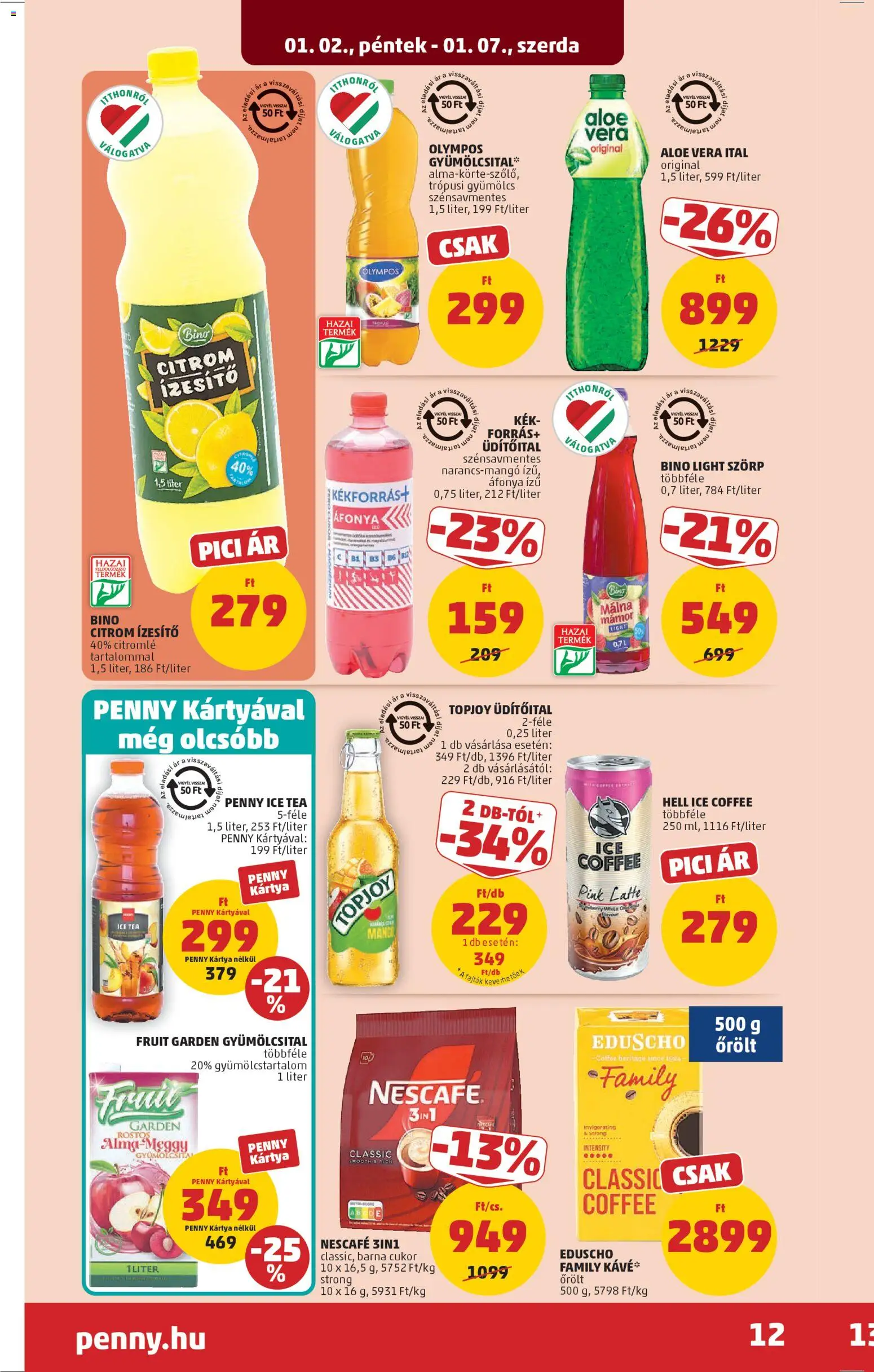 PENNY akciós ujság - amely érvényes a következő dátumtól: 02.01.2026 | Oldal: 16 | Termékek: Szörp, Gyümölcsital, Gyümölcs, Aloe vera ital
