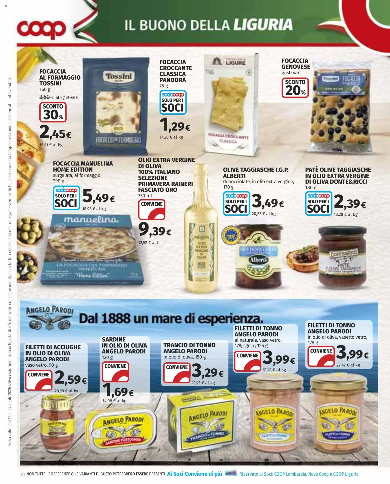Volantino COOP del 16.04.2026 | Pagina: 10 | Prodotti: Formaggio, Olive, Olio extra vergine, Olio di Oliva
